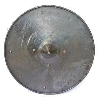 Imagen única de: Escudo Medieval Forjado a Mano - 19 Pulgadas de Diámetro - Acabado en Acero Natural
