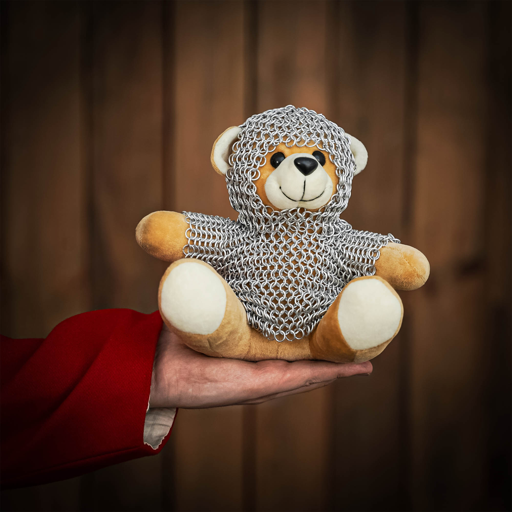 Imagen única de: Osito Caballero con Cota de Malla - Oso Guerrero con Cota de Malla de Aluminio Anodizado de 6 Mm 17g