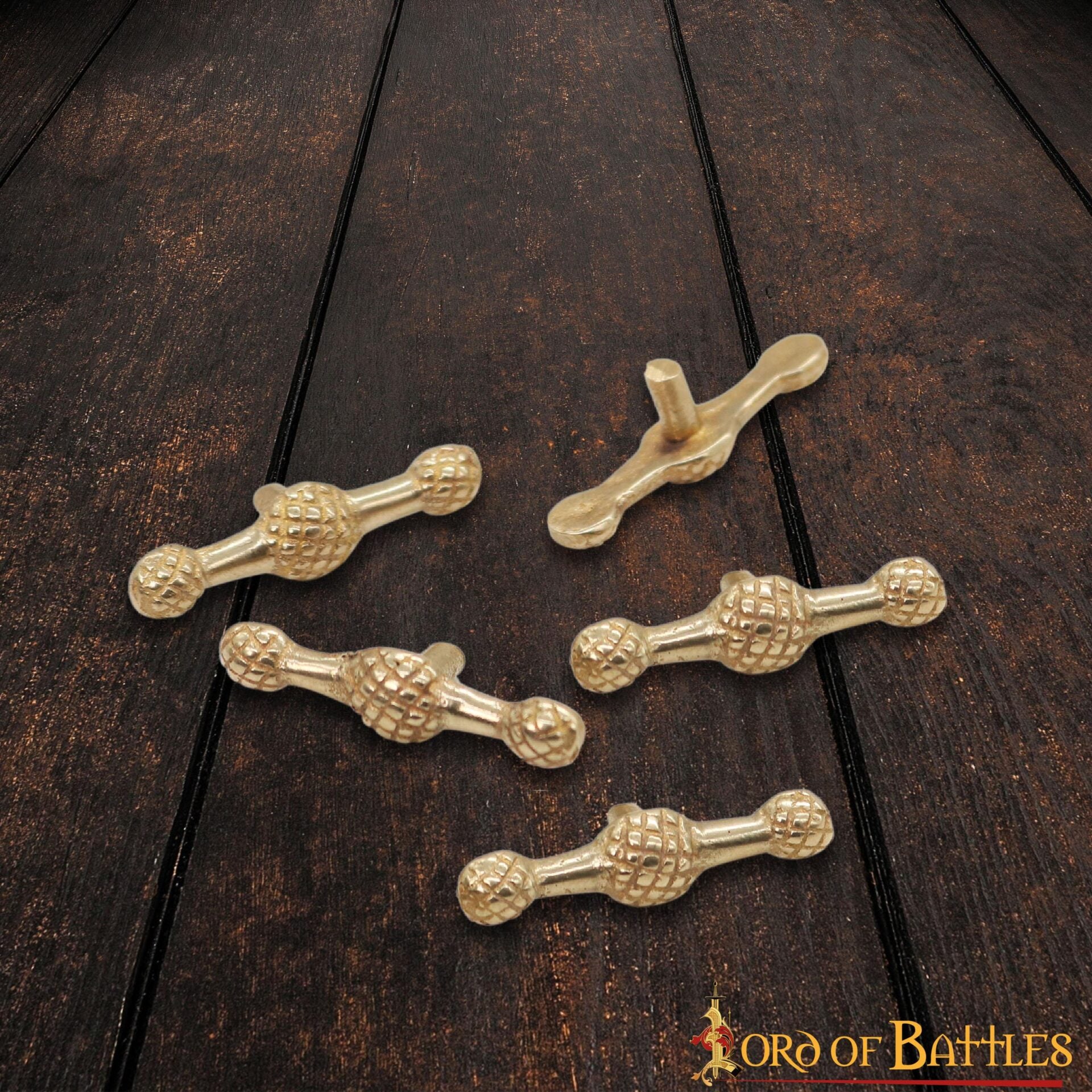 Juego de 5 Monturas Decorativas Medievales de Latón Macizo - Imagen 11