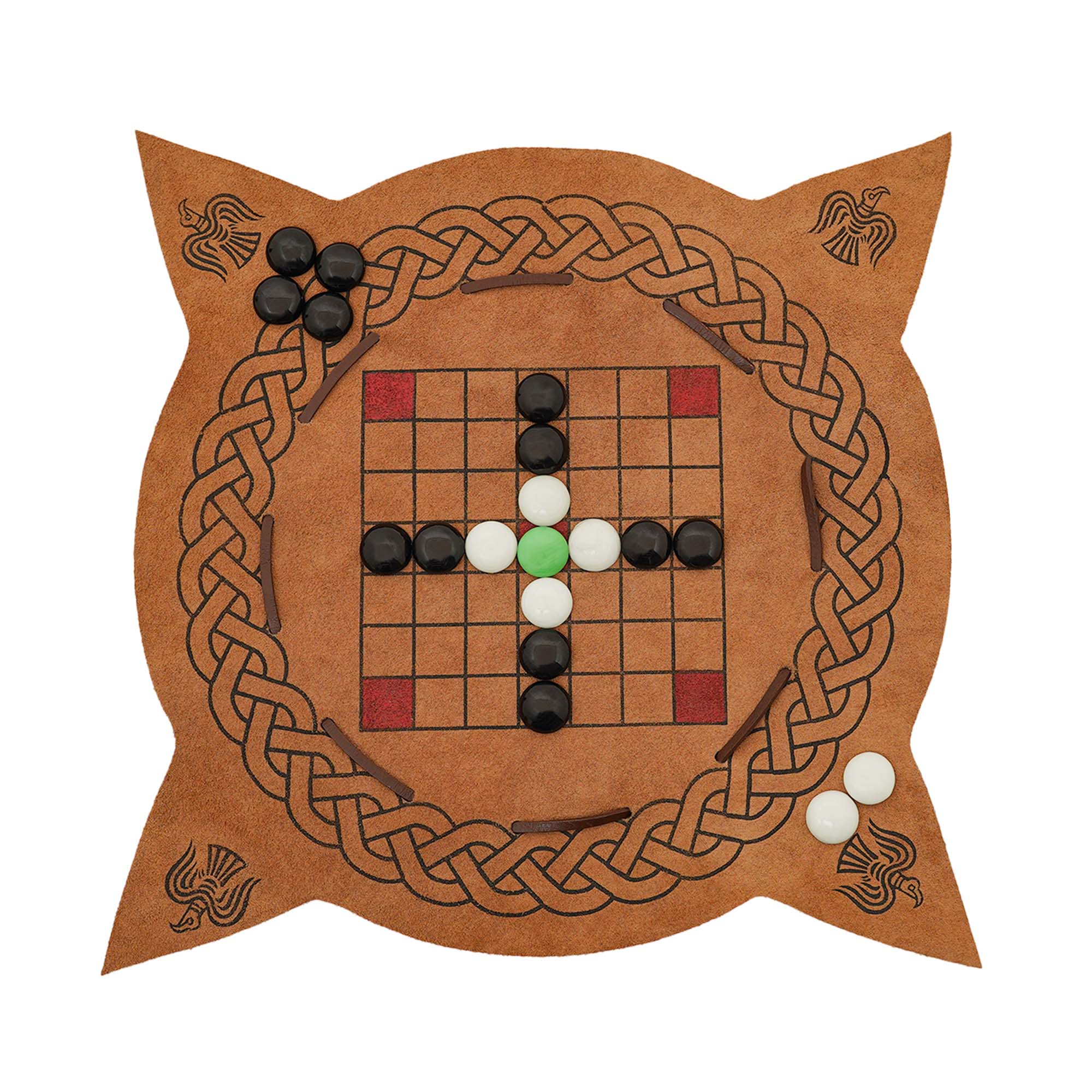 Imagen única de: Juego Hnefatafl Vikingo del Siglo X - Edición de Viaje de Cuero Hecho a Mano