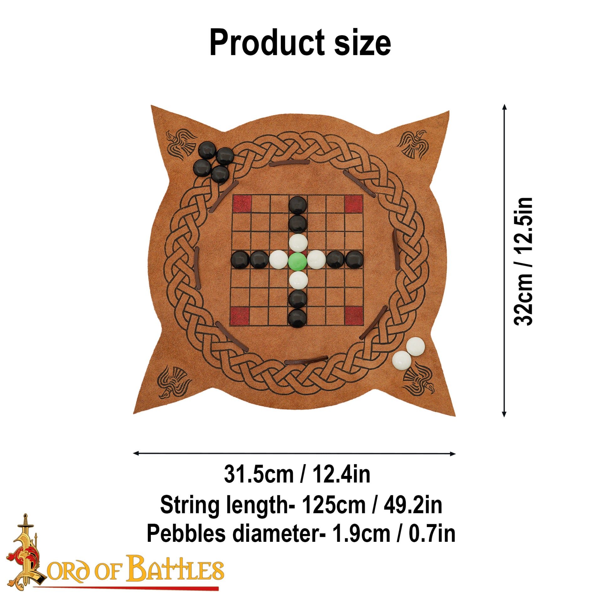 Imagen única de: Juego Hnefatafl Vikingo del Siglo X - Edición de Viaje de Cuero Hecho a Mano