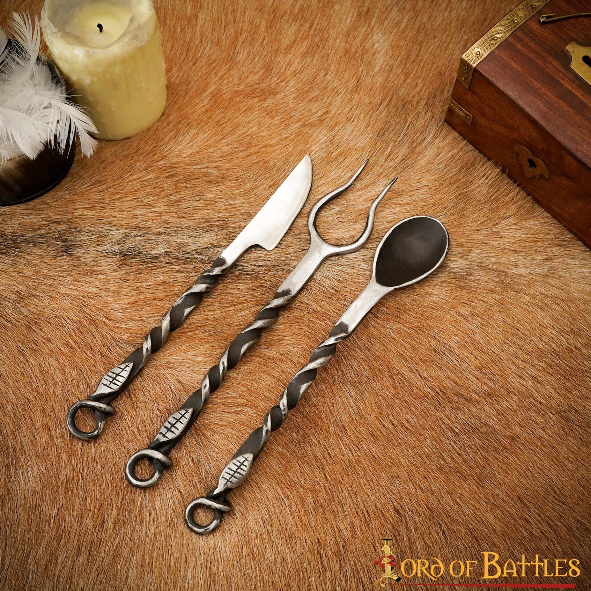 Imagen única de: Juego de Cubiertos Rústicos Forjados a Mano