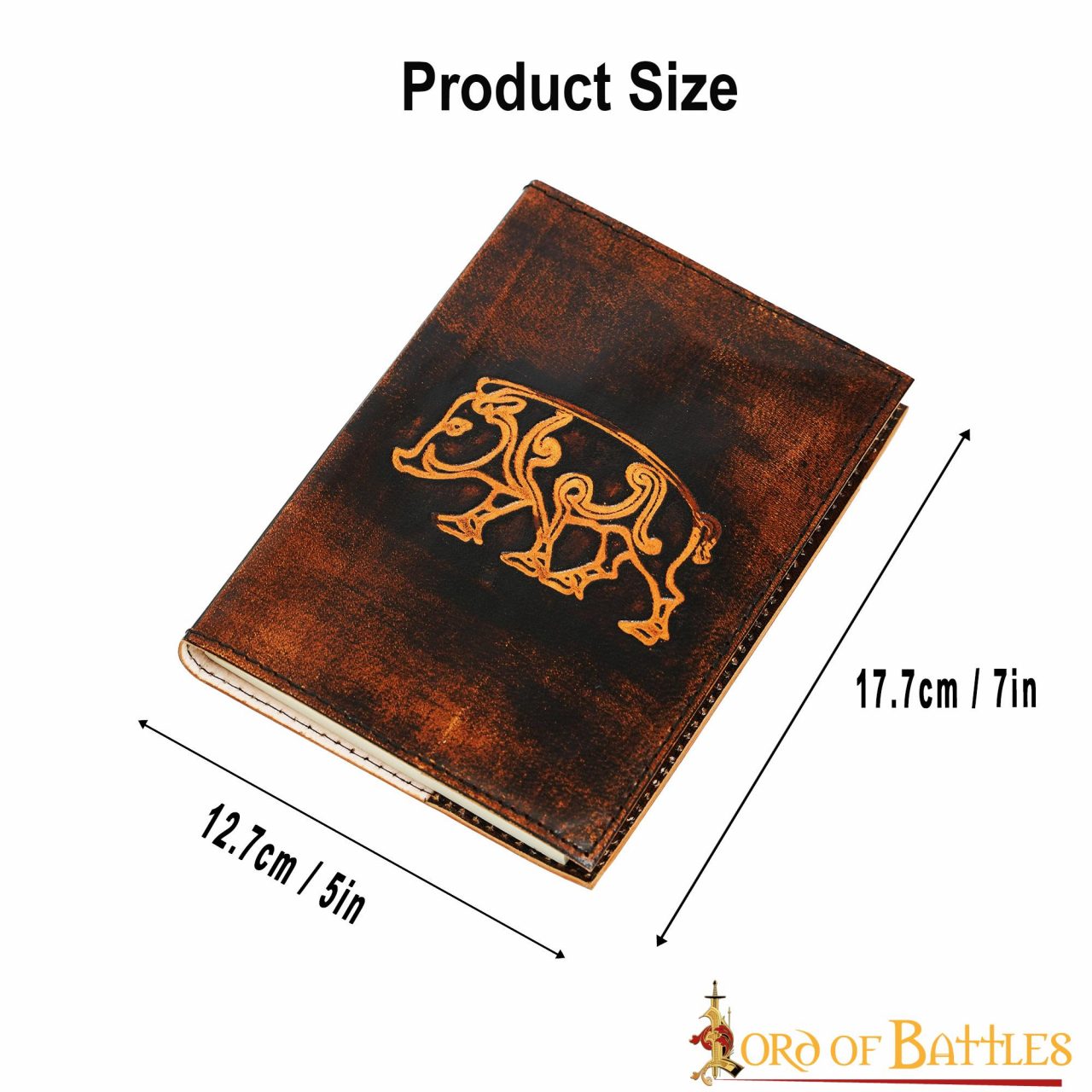 Imagen única de: Diario Medieval con Diseño de Jabalí Celta Hecho a Mano Diario de Piel Auténtica