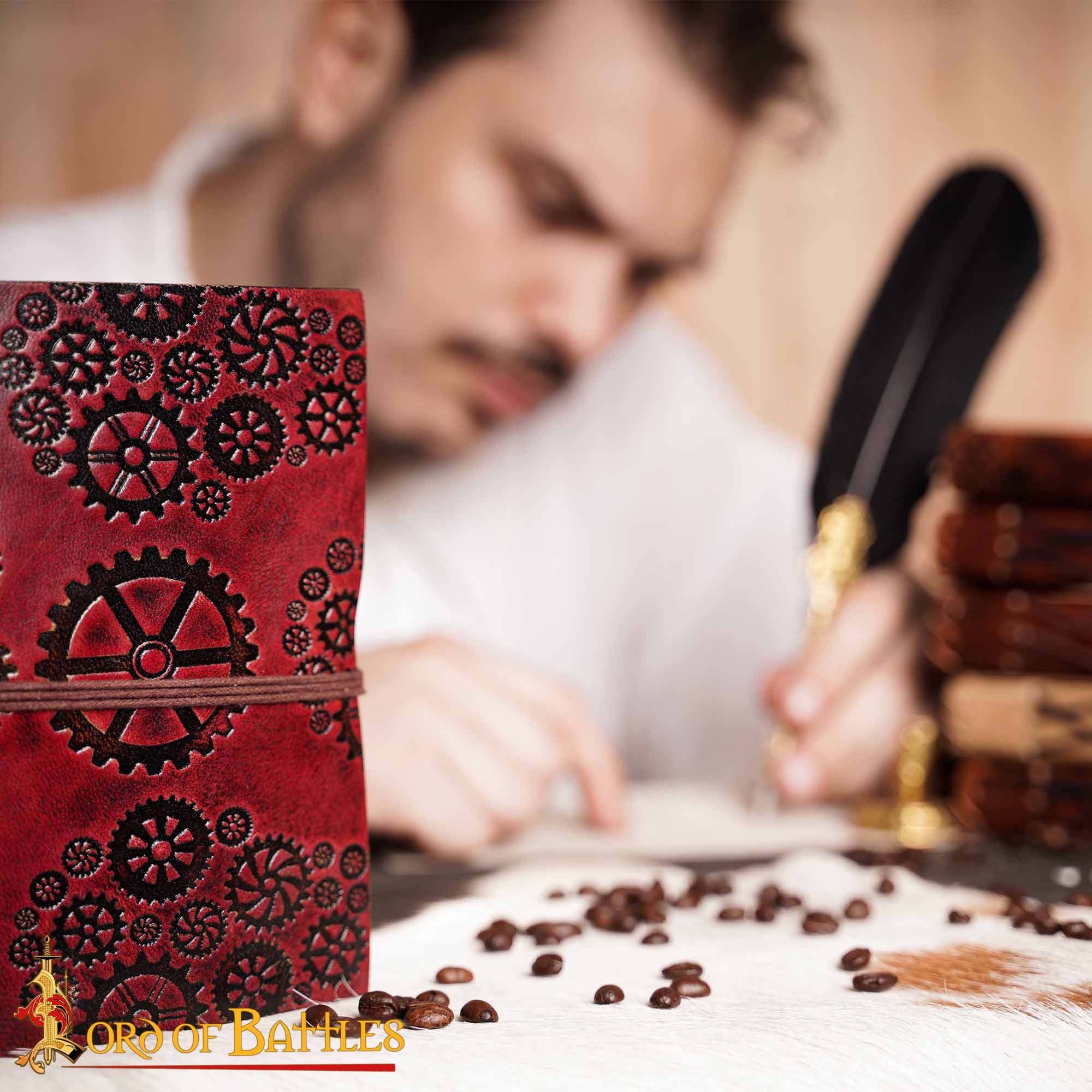 Imagen única de: Steampunk Journal Agenda de Piel Auténtica Hecha a Mano