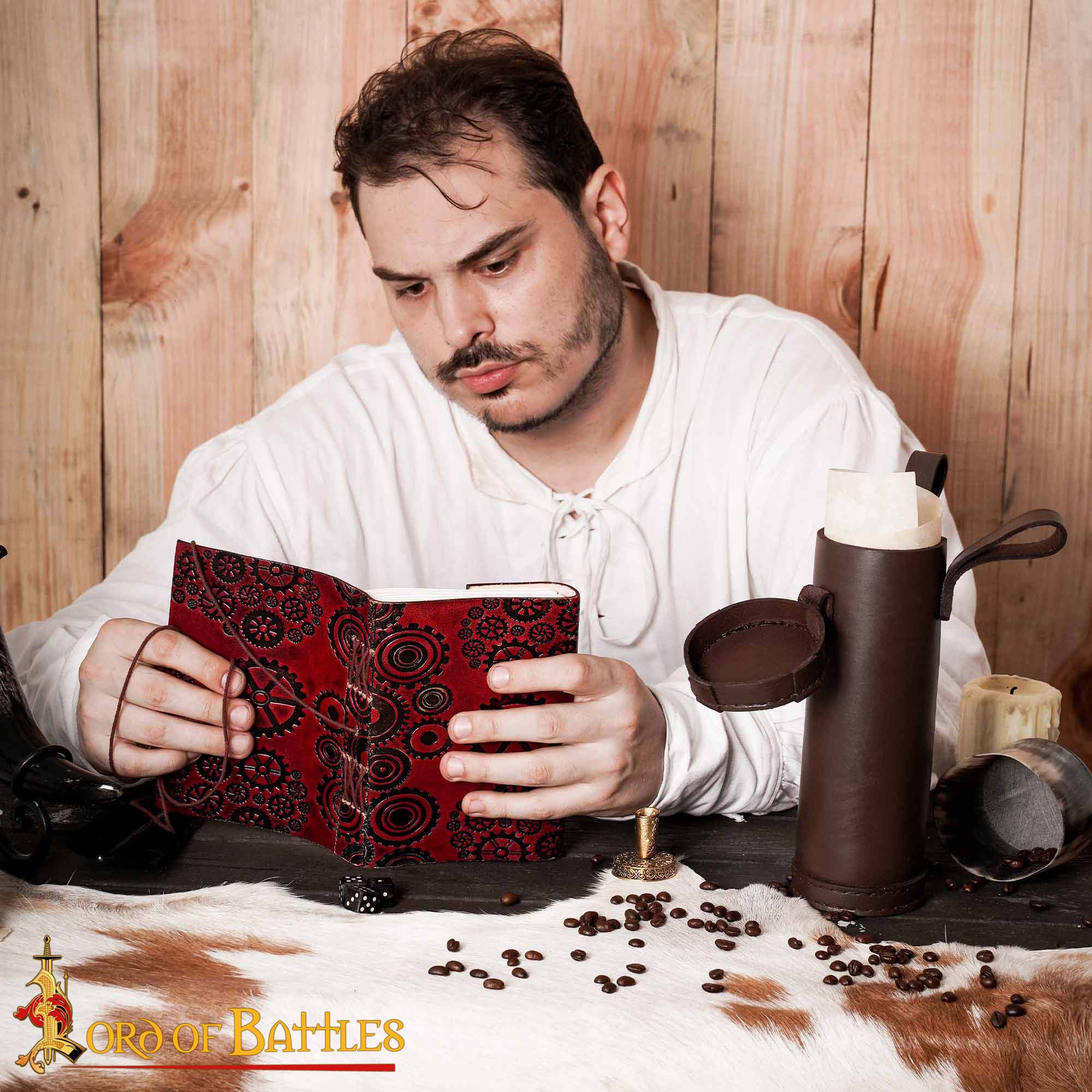 Imagen única de: Steampunk Journal Agenda de Piel Auténtica Hecha a Mano