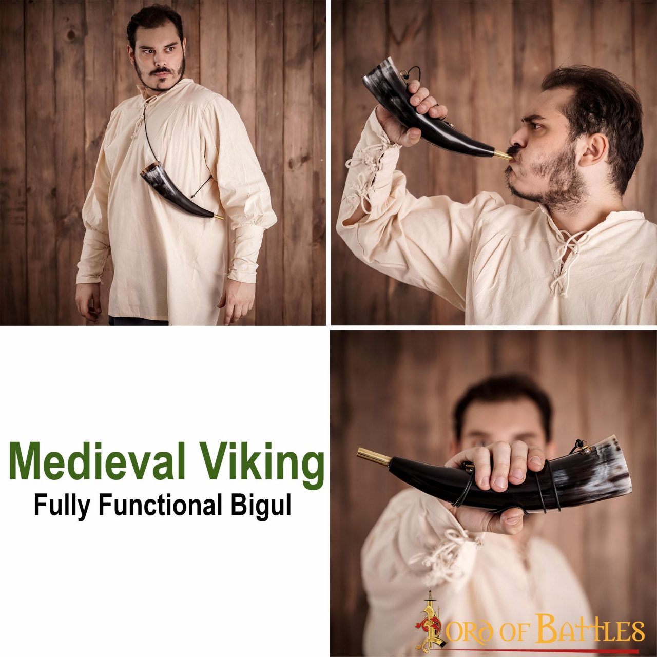 Imagen única de: Viking Blowing Horn - Bocina de Buey de Origen Ético con Boquilla de Latón