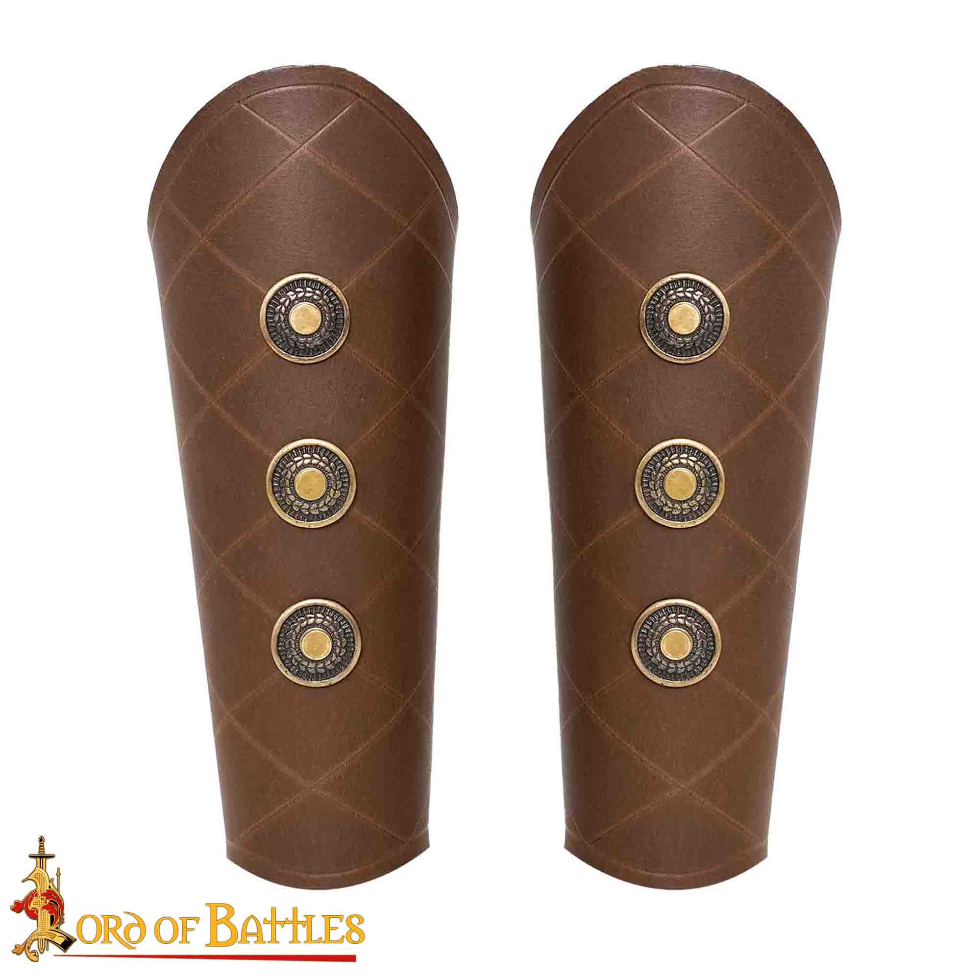 Imagen única de: Brazales Medievales de Cuero Auténtico Hechos a Mano, Marrón