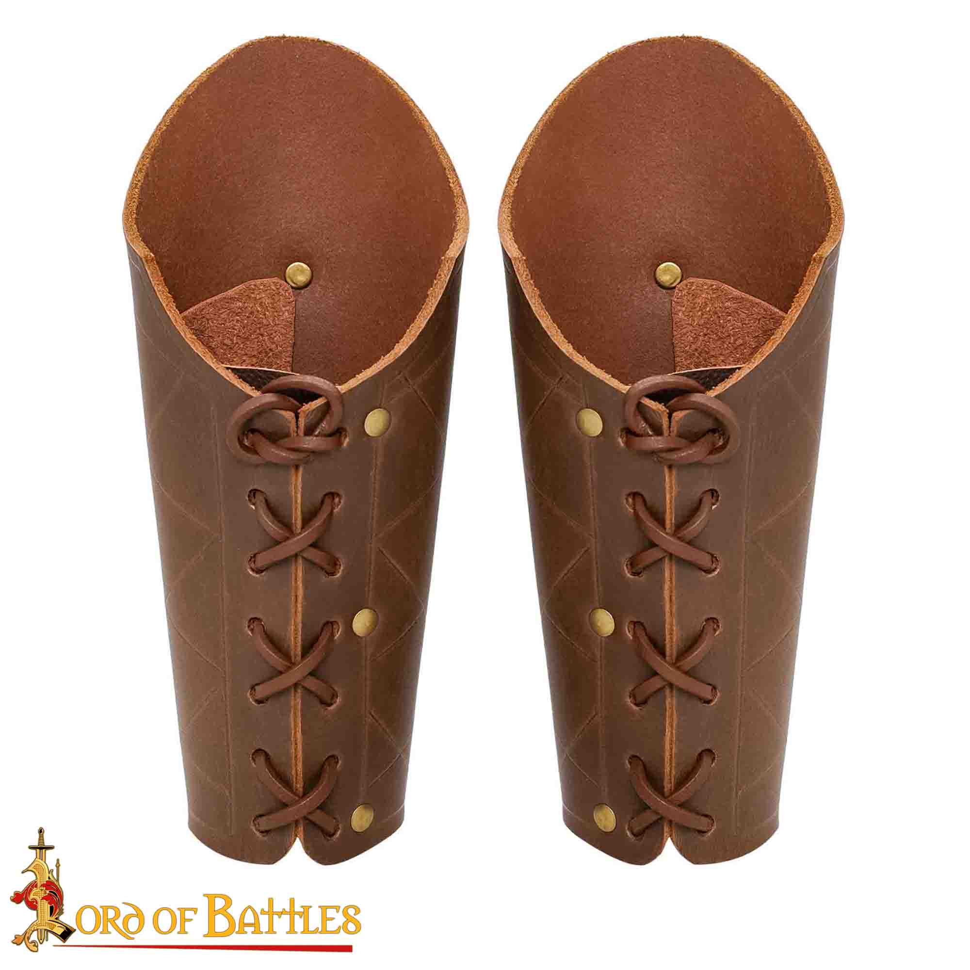 Imagen única de: Brazales Medievales de Cuero Auténtico Hechos a Mano, Marrón