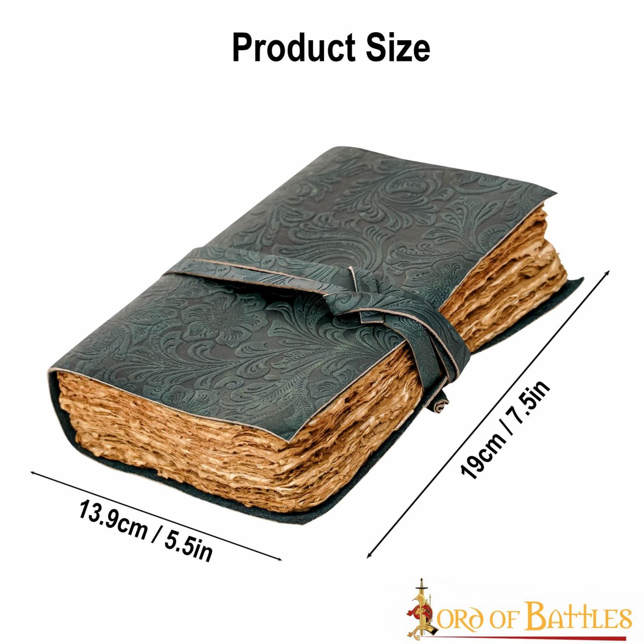 Imagen única de: Diario Medieval de Cuero con Papel Antiguo -verde - Diario Hecho a Mano