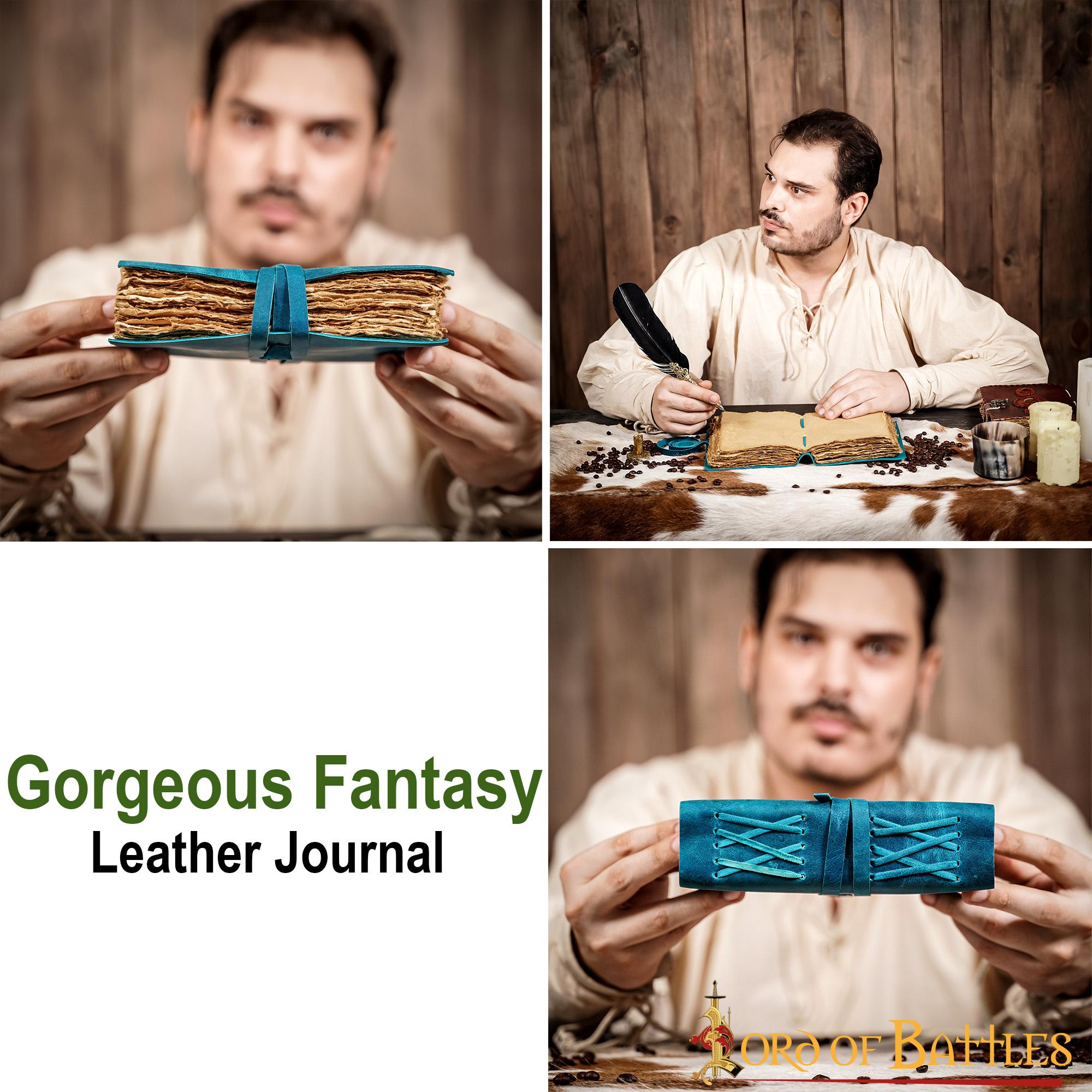 Imagen única de: Diario Medieval de Piel Auténtica Hecho a Mano