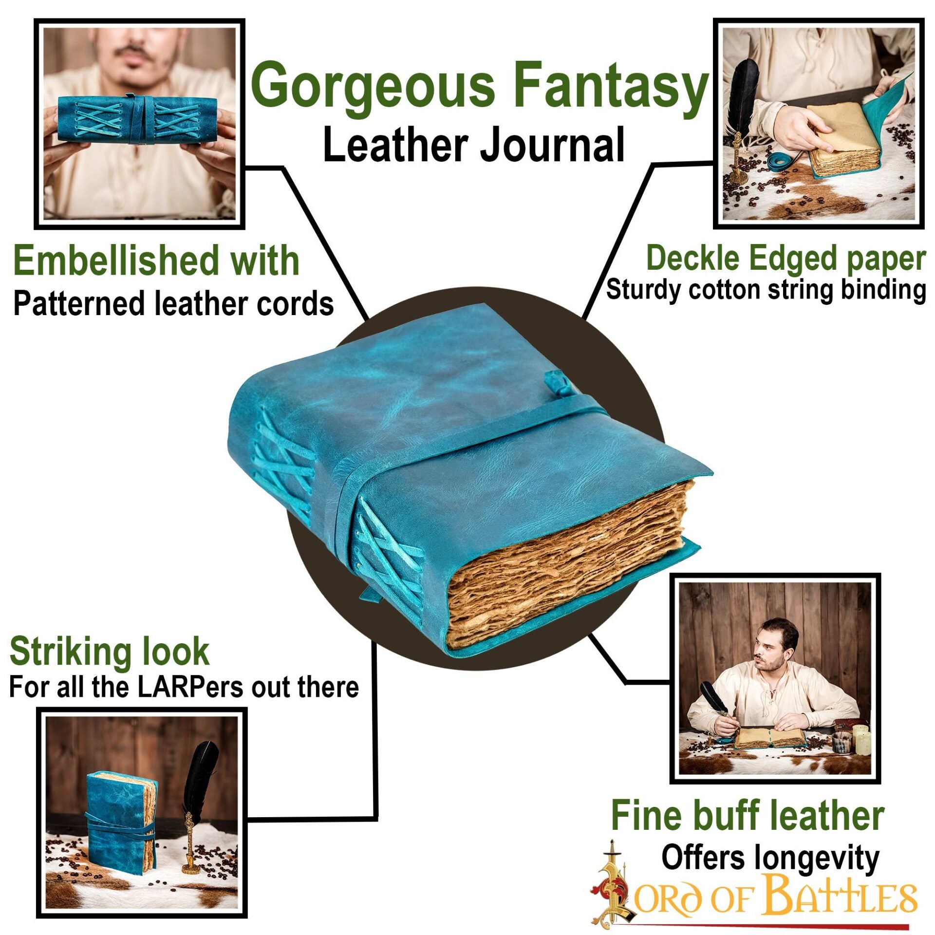 Imagen única de: Diario Medieval de Piel Auténtica Hecho a Mano