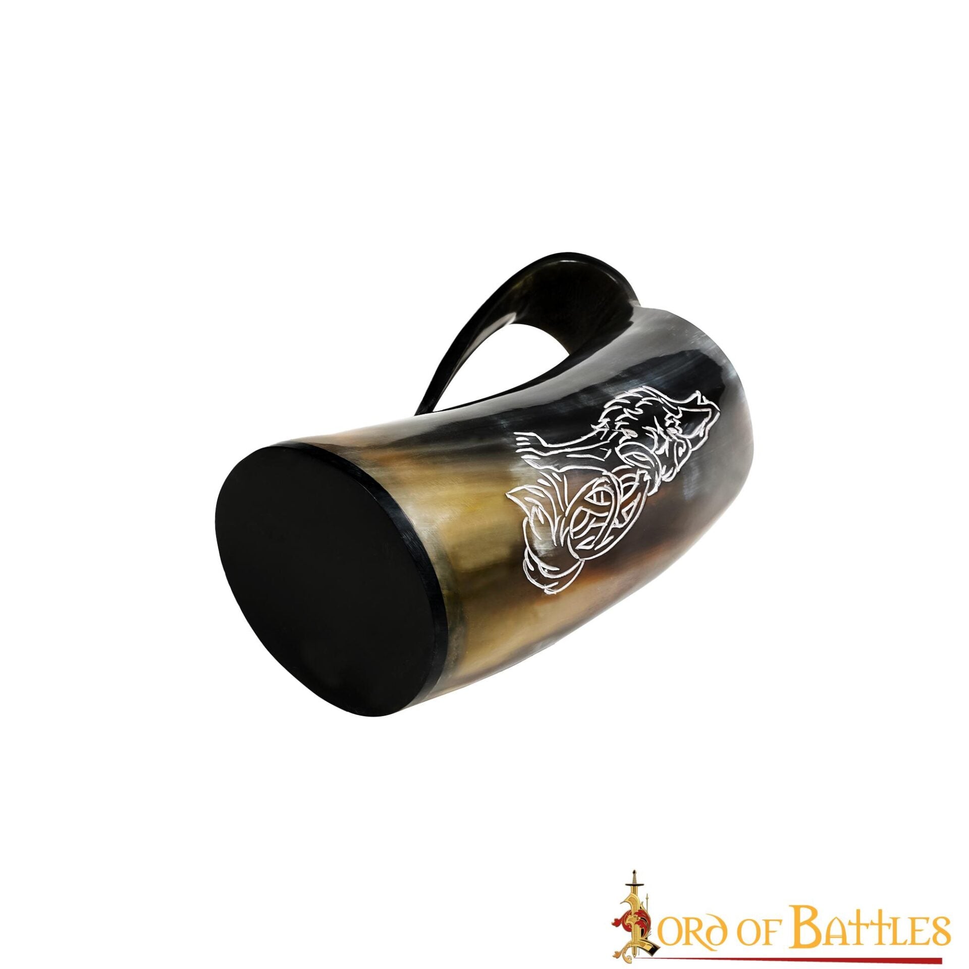 Imagen única de: Jarro Vikingo de Cuerno con Nudos de Lobo Celta (600ml)