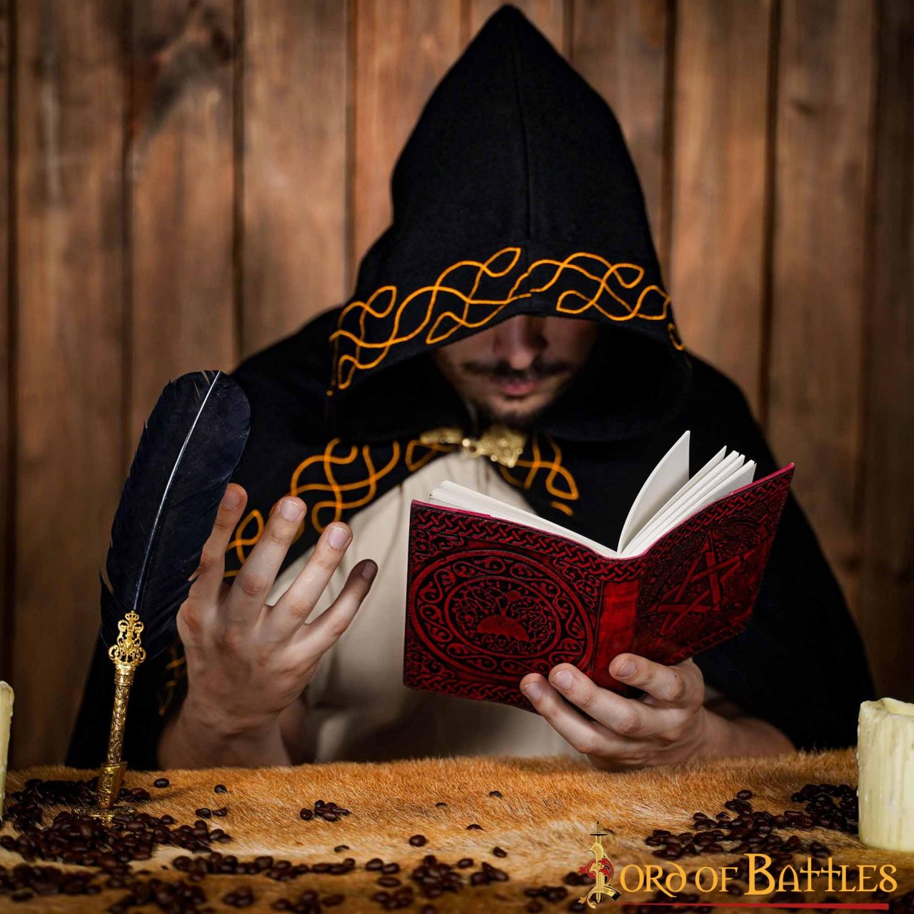 Imagen única de: Diario Medieval Pentáculo Hecho a Mano Diario de Piel Auténtica