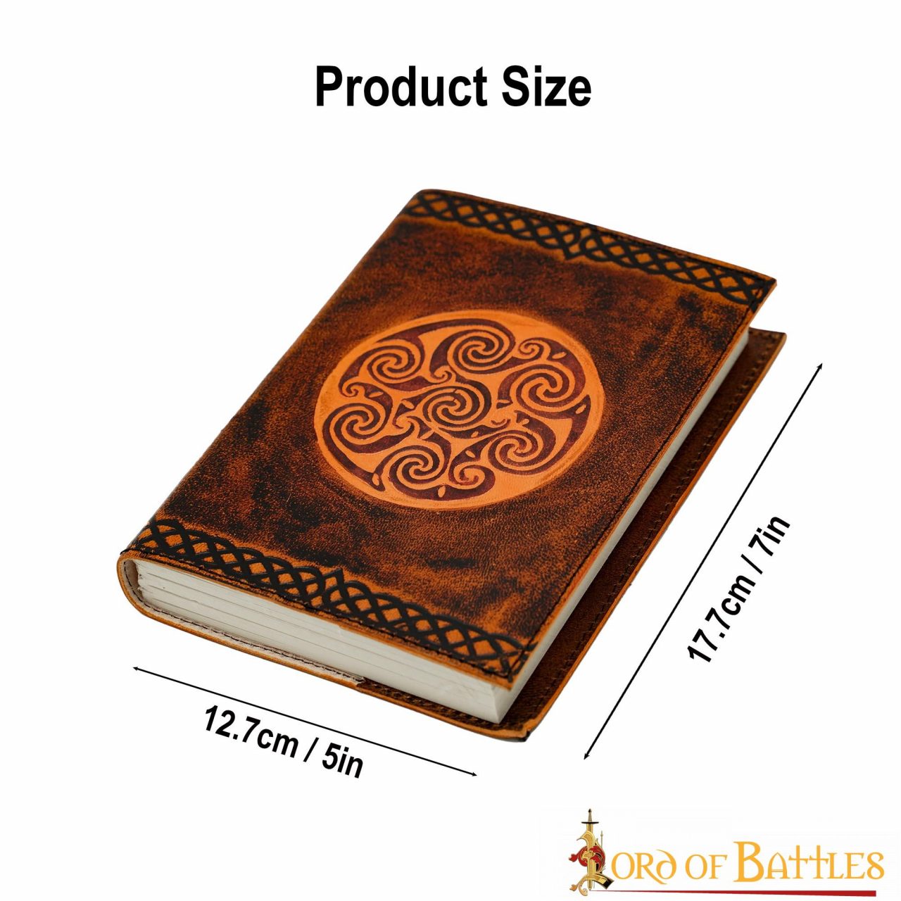 Imagen única de: Diario Medieval de Piel Auténtica Hecho a Mano con Diseño Celta en Espiral