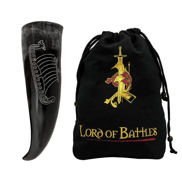 Imagen única de: Cuerno Vikingo Artesanal con Grabado Longship