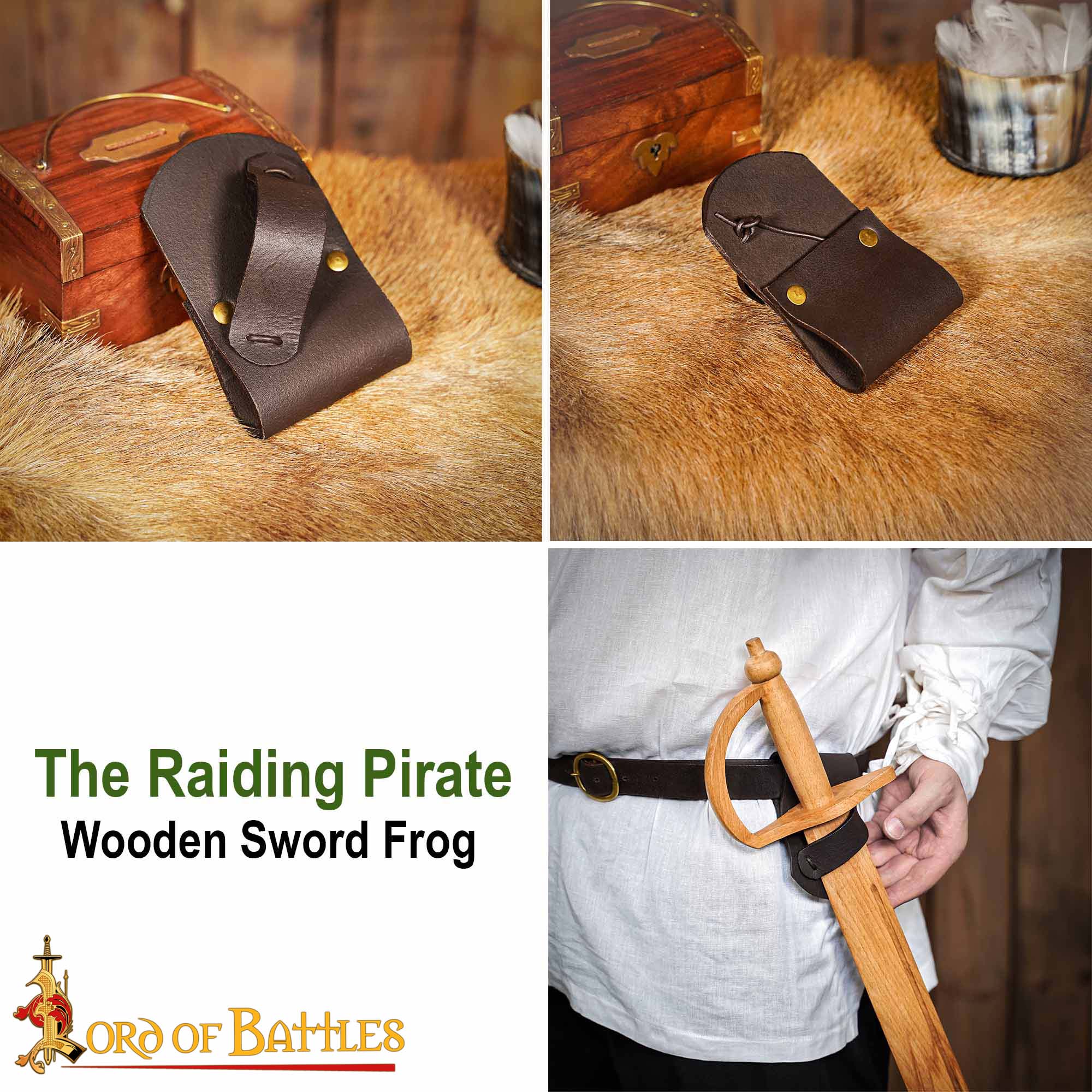 Imagen única de: Rana de Cuero Auténtica Hecha a Mano para Espadas de Madera