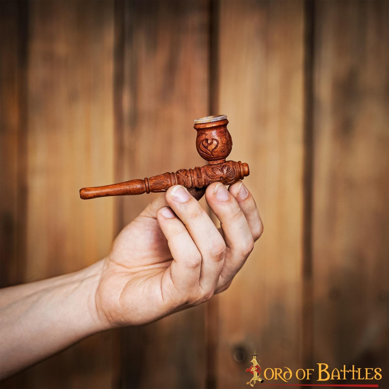 Imagen única de: Mini Pipa de Madera de Bolsillo de Madera Tallada a Mano con Grabado Vintage