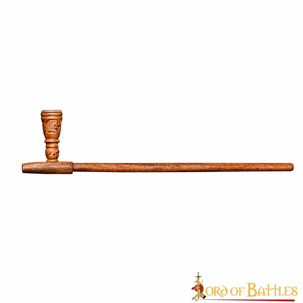 Imagen única de: Pipa Artesanal de Madera de Acacia con Incrustaciones de Estilo Medieval