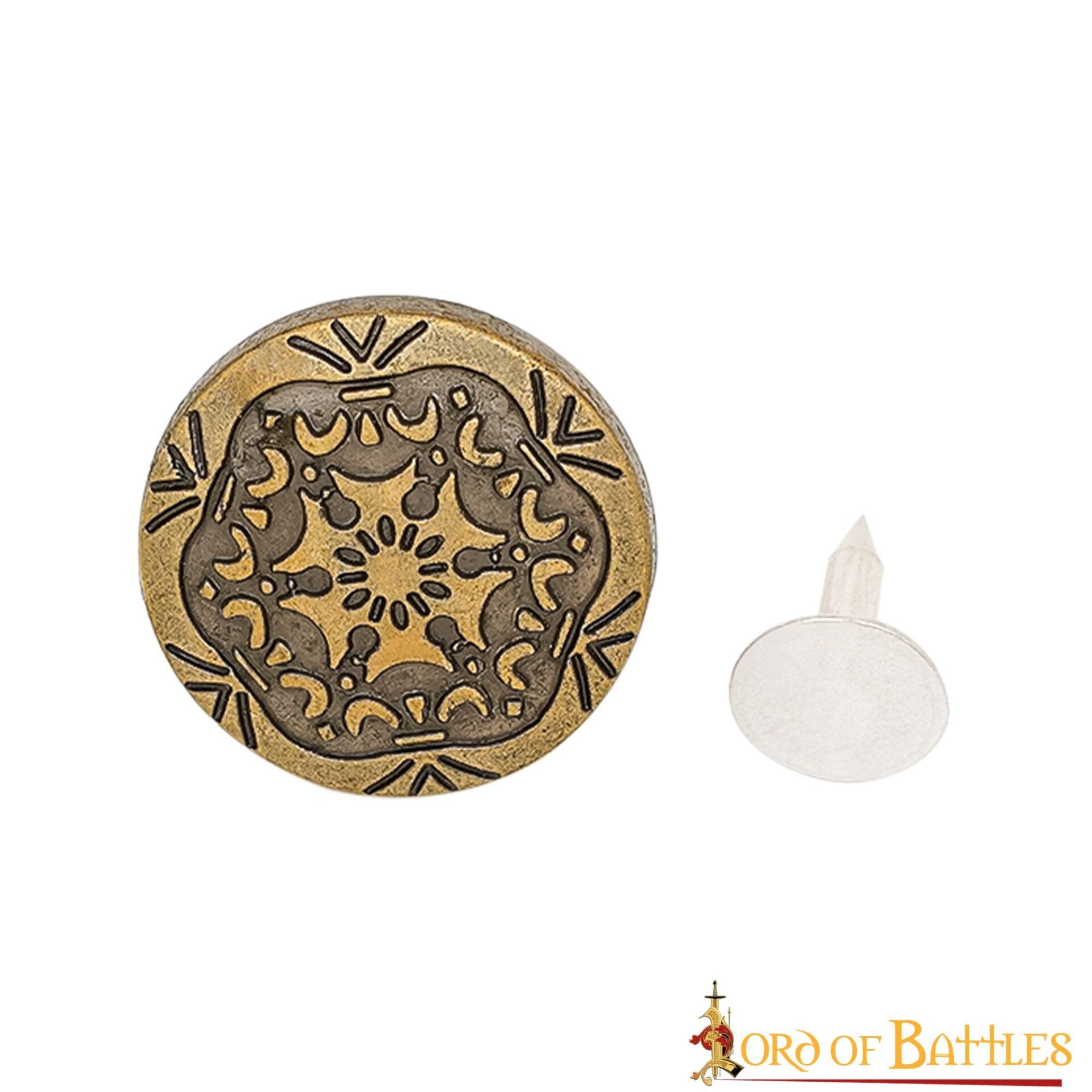 Imagen única de: Botón Decorativo de Latón con Motivo Floral Medieval - Cierre Trasero de Remache