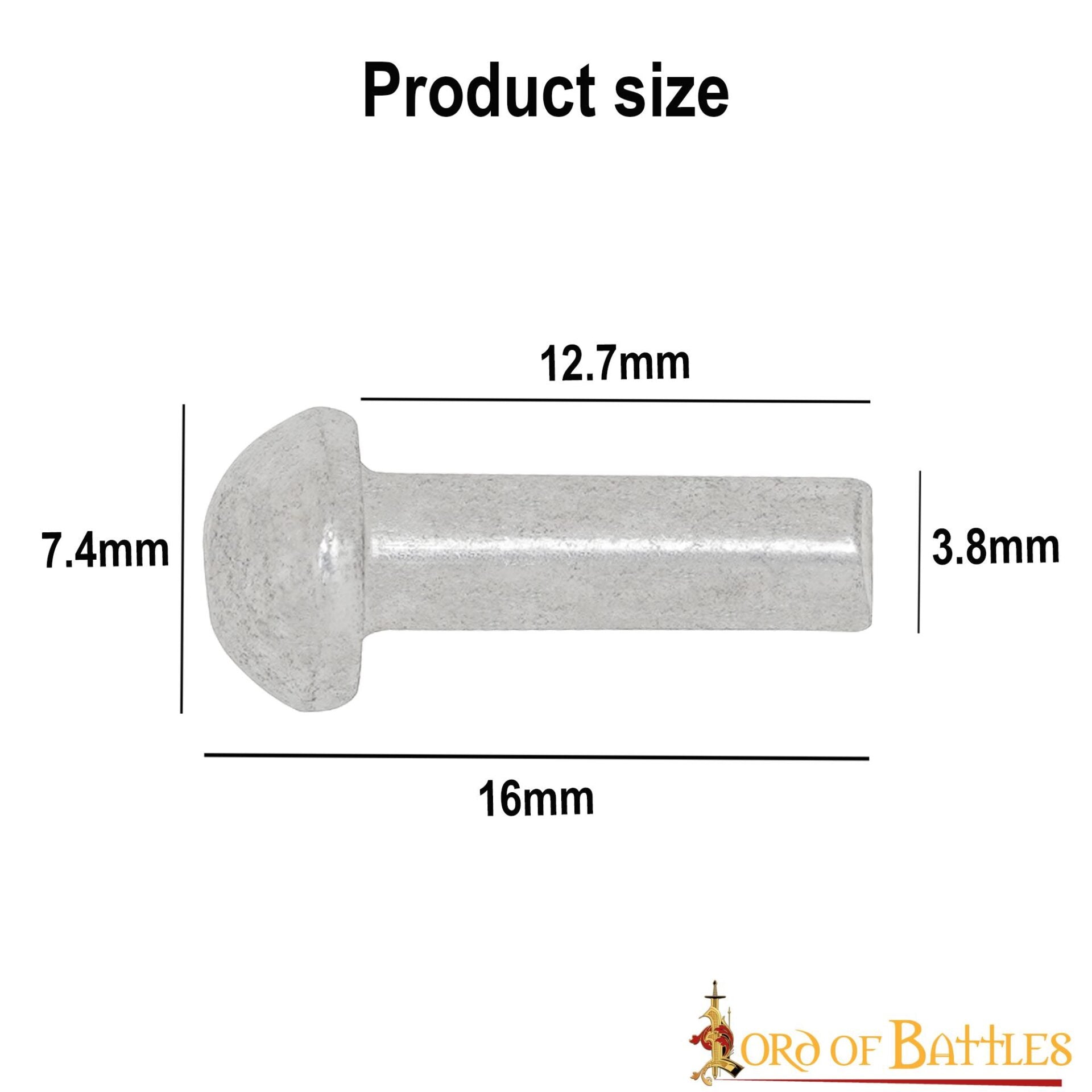 Imagen única de: Remaches de Cabeza de Seta - Juego de 25 Remaches de Cúpula para Armaduras y Marroquinería - 16 Mm de Longitud Total