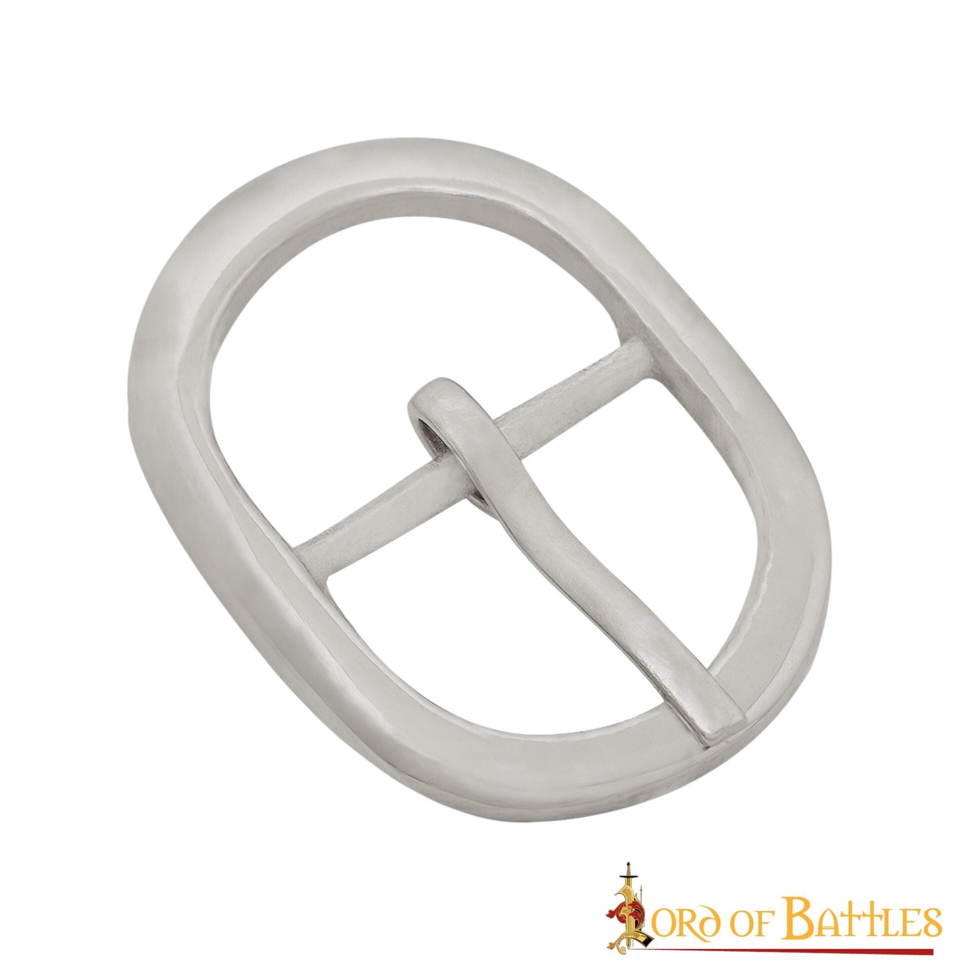 Imagen única de: Hebillas Ovaladas Niqueladas de Inspiración Medieval - Juego de 3 Hebillas de Acero Acabadas a Mano