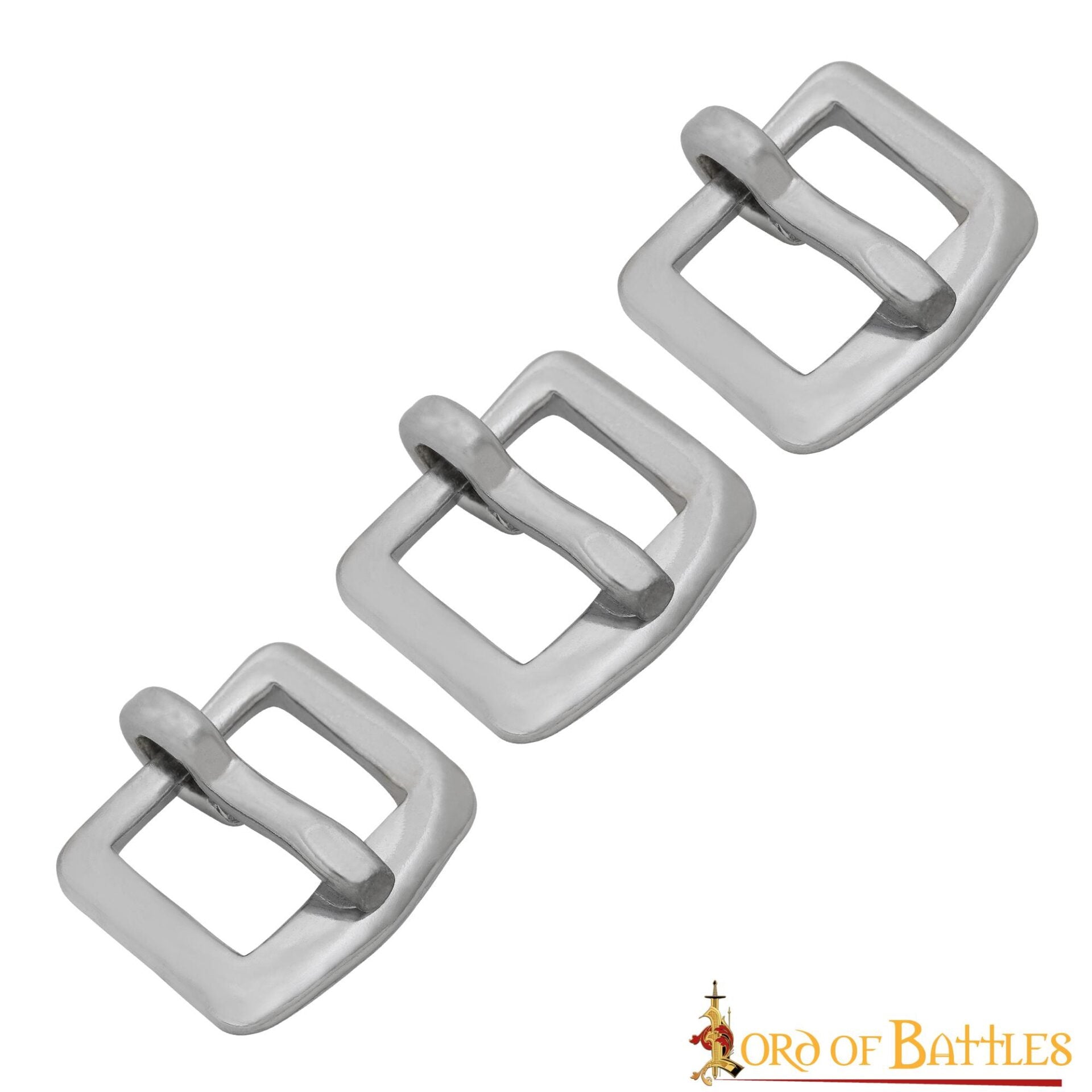 Imagen única de: Hebillas Medievales Niqueladas del Siglo Xiv - Juego de 3 Cierres de Acero para Cinturones, Armaduras y Artesanía de Cuero