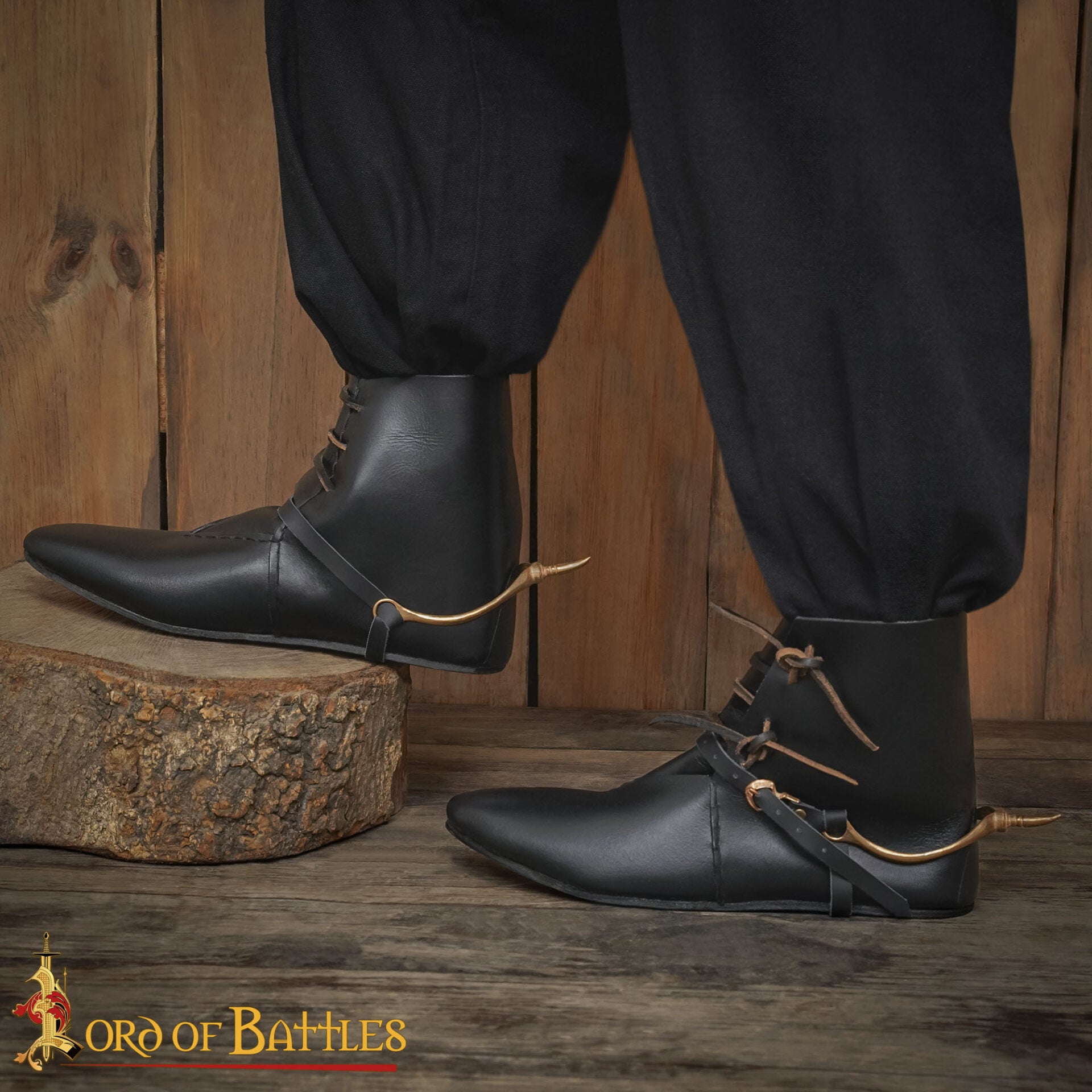 Imagen única de: Espuelas Medievales del Siglo Xiii-xv de Bronce Fundido a la Cera Perdida con Correas de Cuero