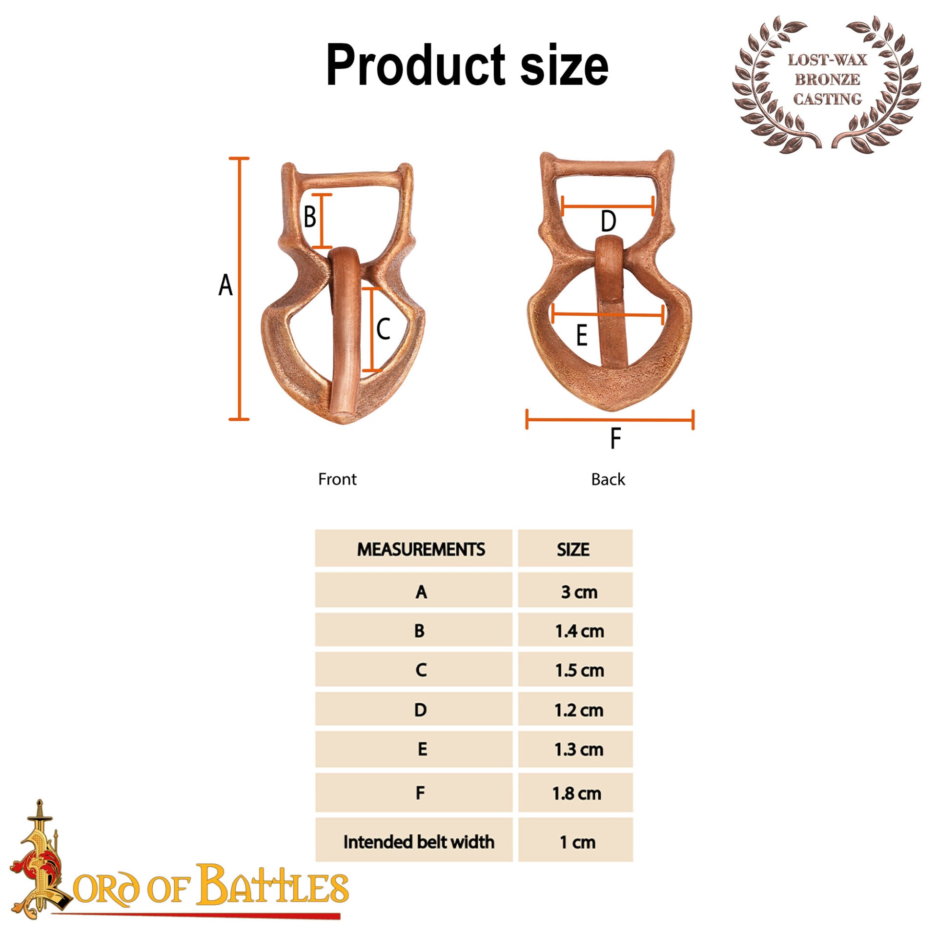 Imagen única de: Hebilla Medieval Pequeña de Bronce Fundido a la Cera Perdida