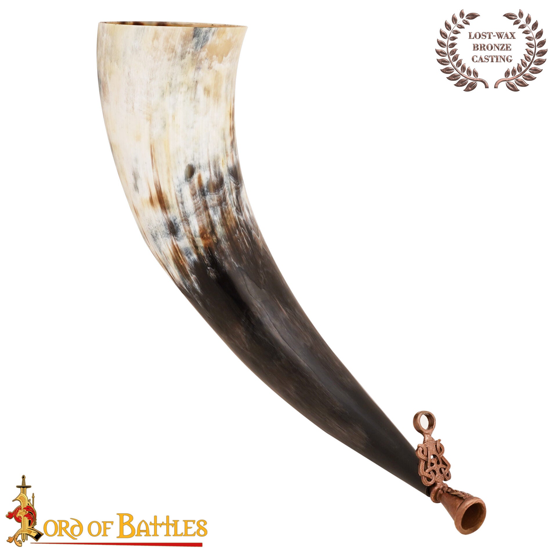 Imagen única de: Cuerno de Soplar Vikingo / Gjallarhorn con Boquilla de Bronce Fundido a la Cera Perdida