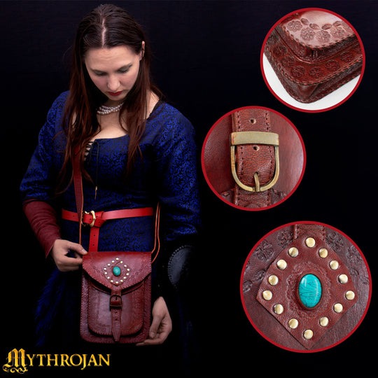Imagen única de: Mythrojan "sorceress From The East" Medieval Sling Bag, Granate 10" X 7"