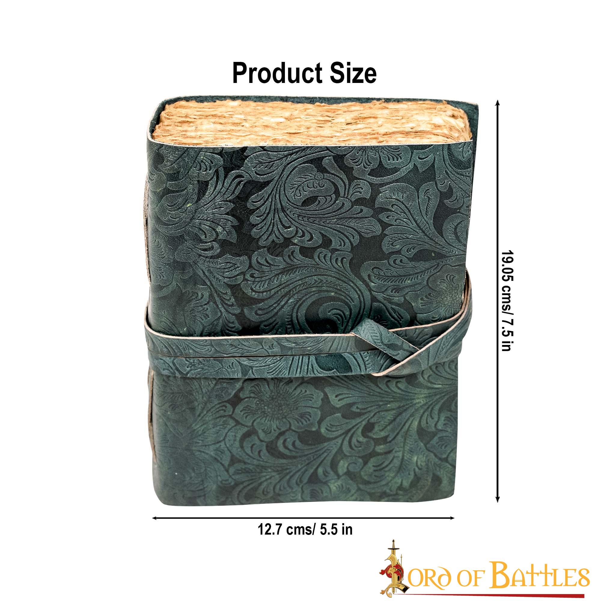 Imagen única de: Diario Medieval de Cuero con Papel Antiguo -verde - Diario Hecho a Mano