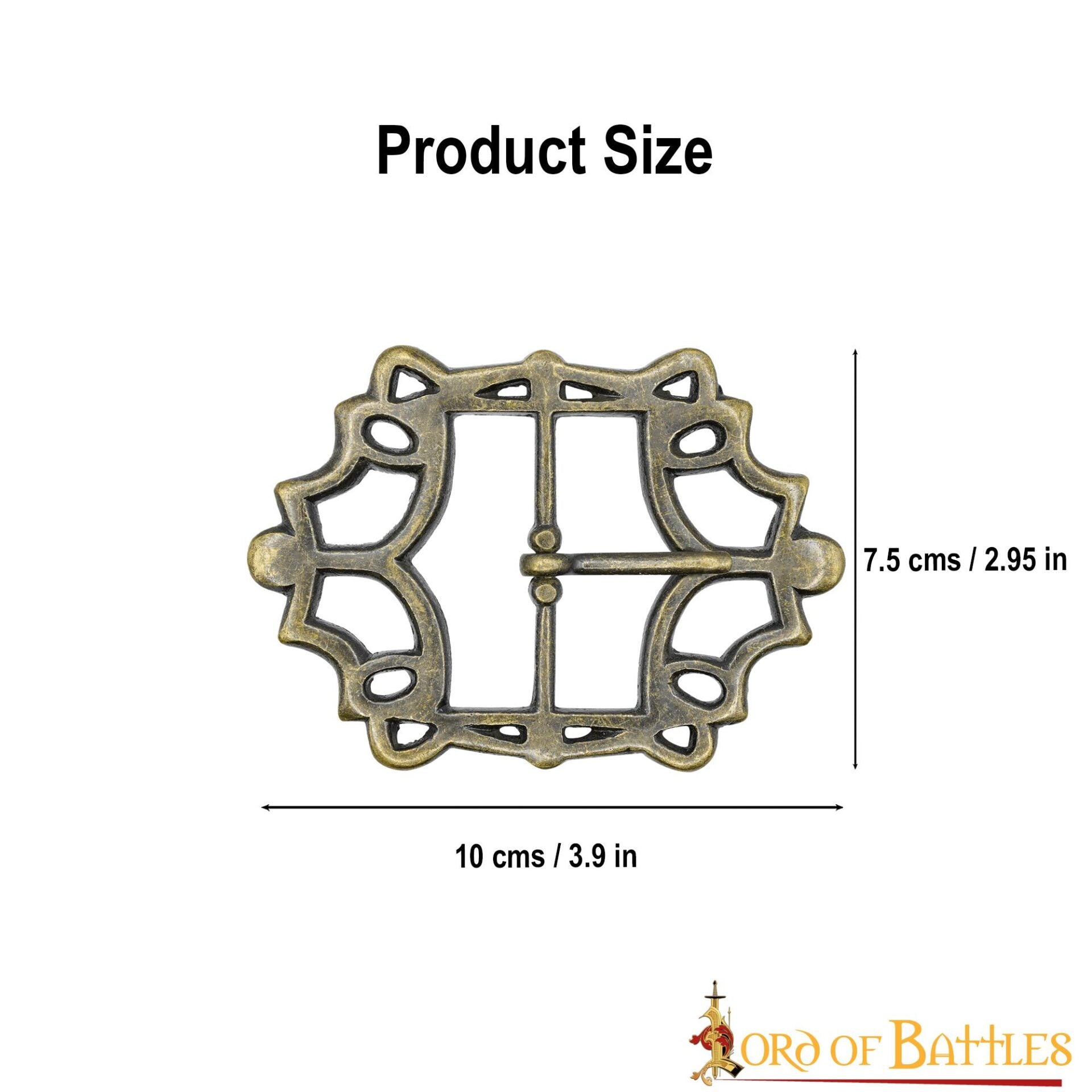 Imagen única de: Cinturón Medieval de Latón Hebilla Gótica - Acabado Latón Antiguo
