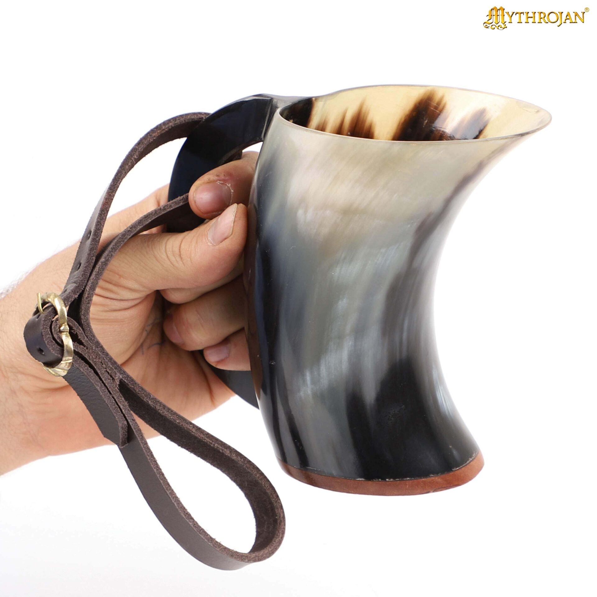 Imagen única de: Taza Mythrojan Hot Horn Tankard con Correa de Cuero 300ml