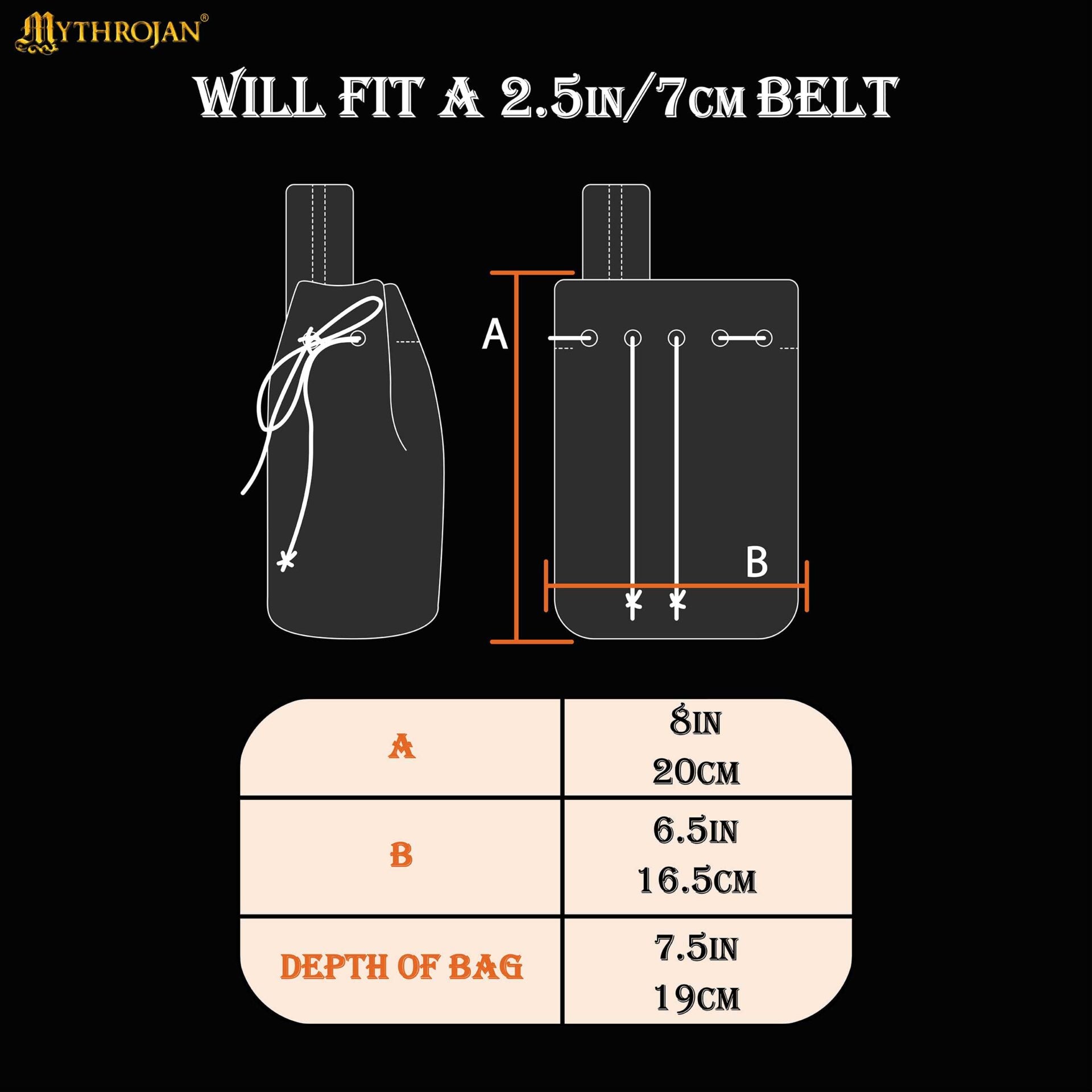 Imagen única de: Mythrojan Bolsa de Lana Bordada con Cordón para Cinturón: Medieval Vikingo Celta Bolsa Accesorios de Disfraces Monedero, 8" × 6.5