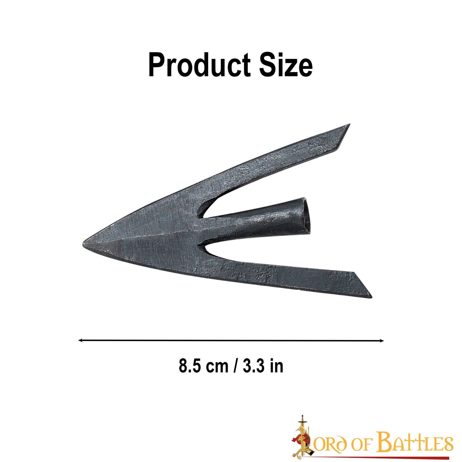 Imagen única de: Punta de Flecha Medieval de Caza de Cola de Golondrina con Vaina de Cuero Auténtico