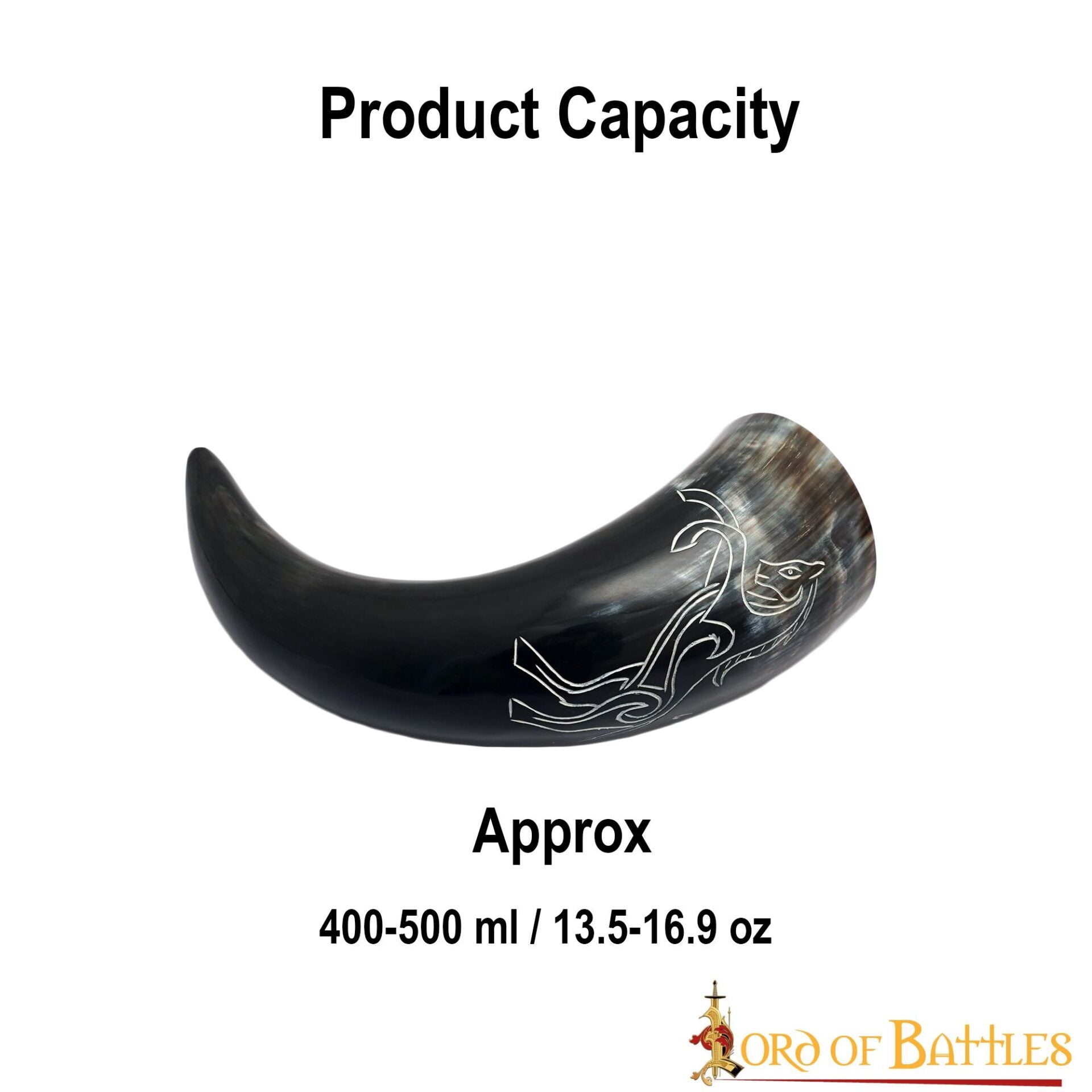Imagen única de: Viking Drinking Horn 400 - 500 Ml Cuerno de Buey Auténtico Hecho a Mano