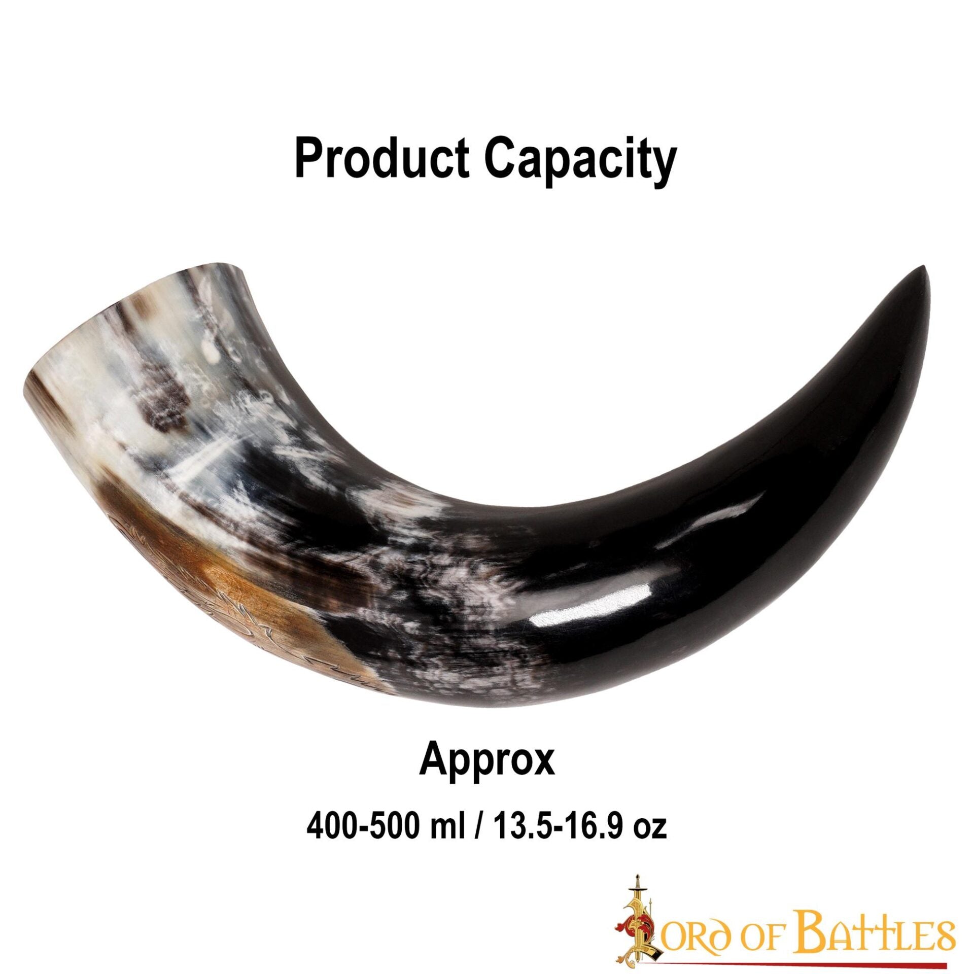 Imagen única de: Cuerno Medieval para Beber 400 - 500 Ml Cuerno de Buey Auténtico Hecho a Mano