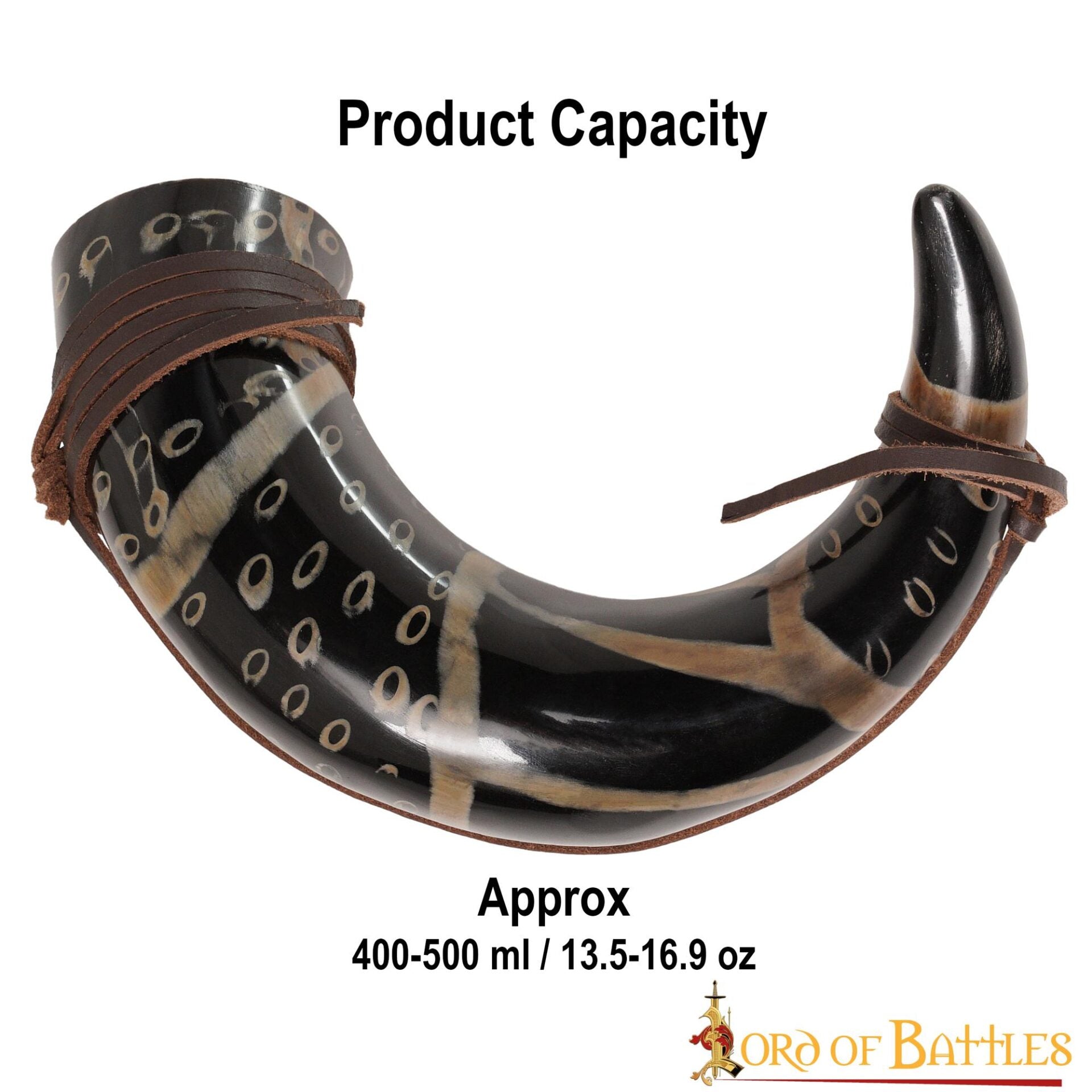 Imagen única de: Cuerno Medieval para Beber 400 - 500 Ml con Cuerda de Cuero Hecho a Mano Verdadero Cuerno de Buey