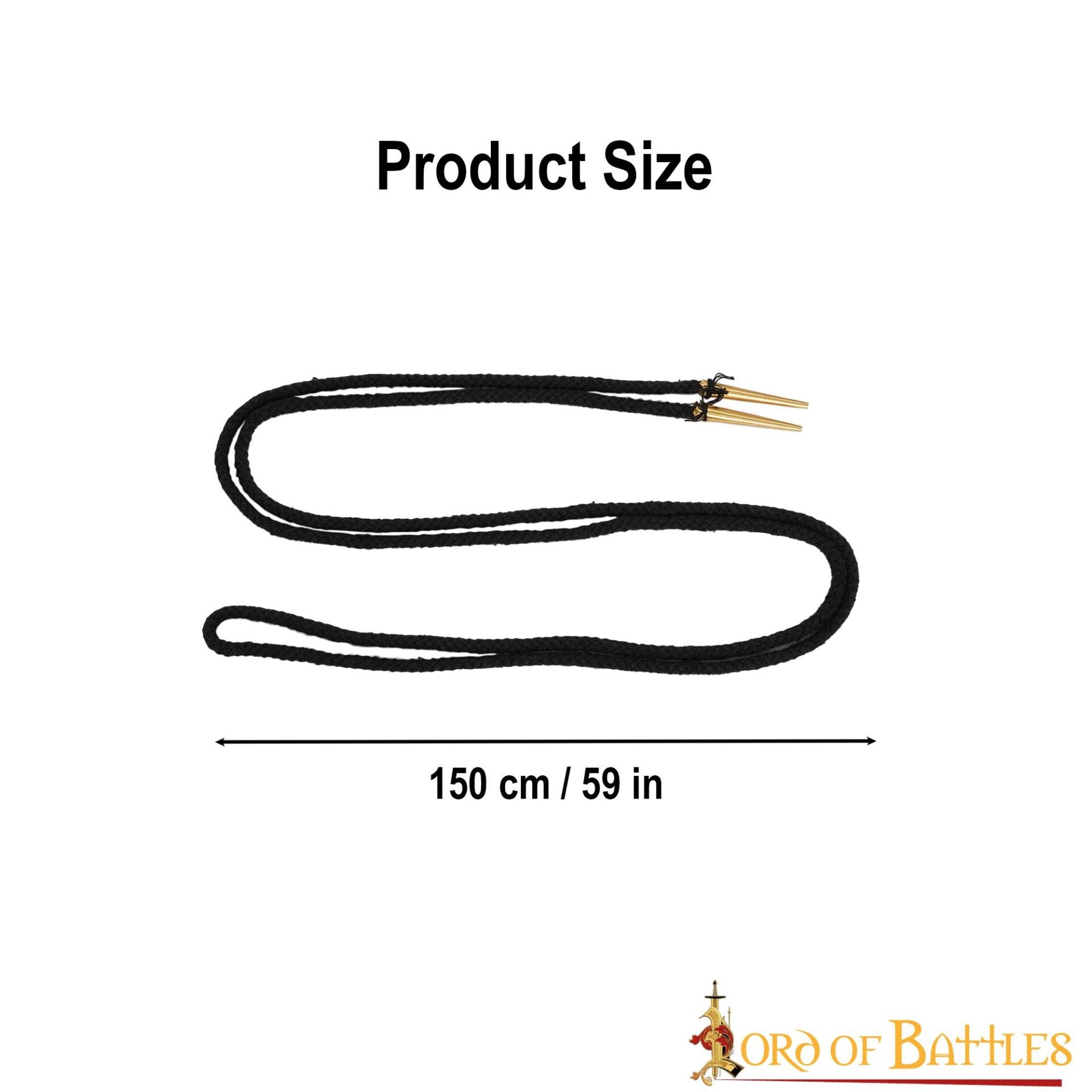 Imagen única de: Cordones de Algodón Negro con Remates de Latón Macizo - Juego de 5 Corbatas Medievales