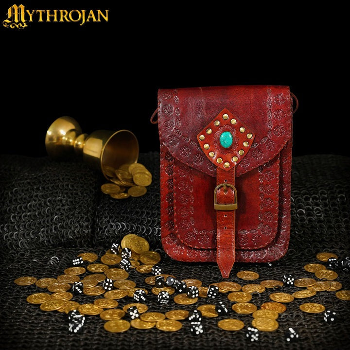 Imagen única de: Mythrojan "sorceress From The East" Medieval Sling Bag, Granate 10" X 7"