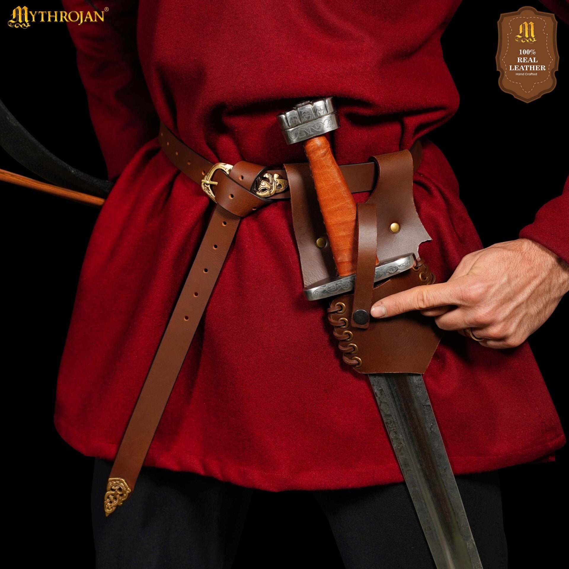Imagen única de: Mythrojan Medieval Renacimiento Cuero Rh Espada Rana Larp Disfraz de Espada Rana Porta Espada Rapier Caballero Cinturón Rana Daga de Cuero Funda Espada Pirata