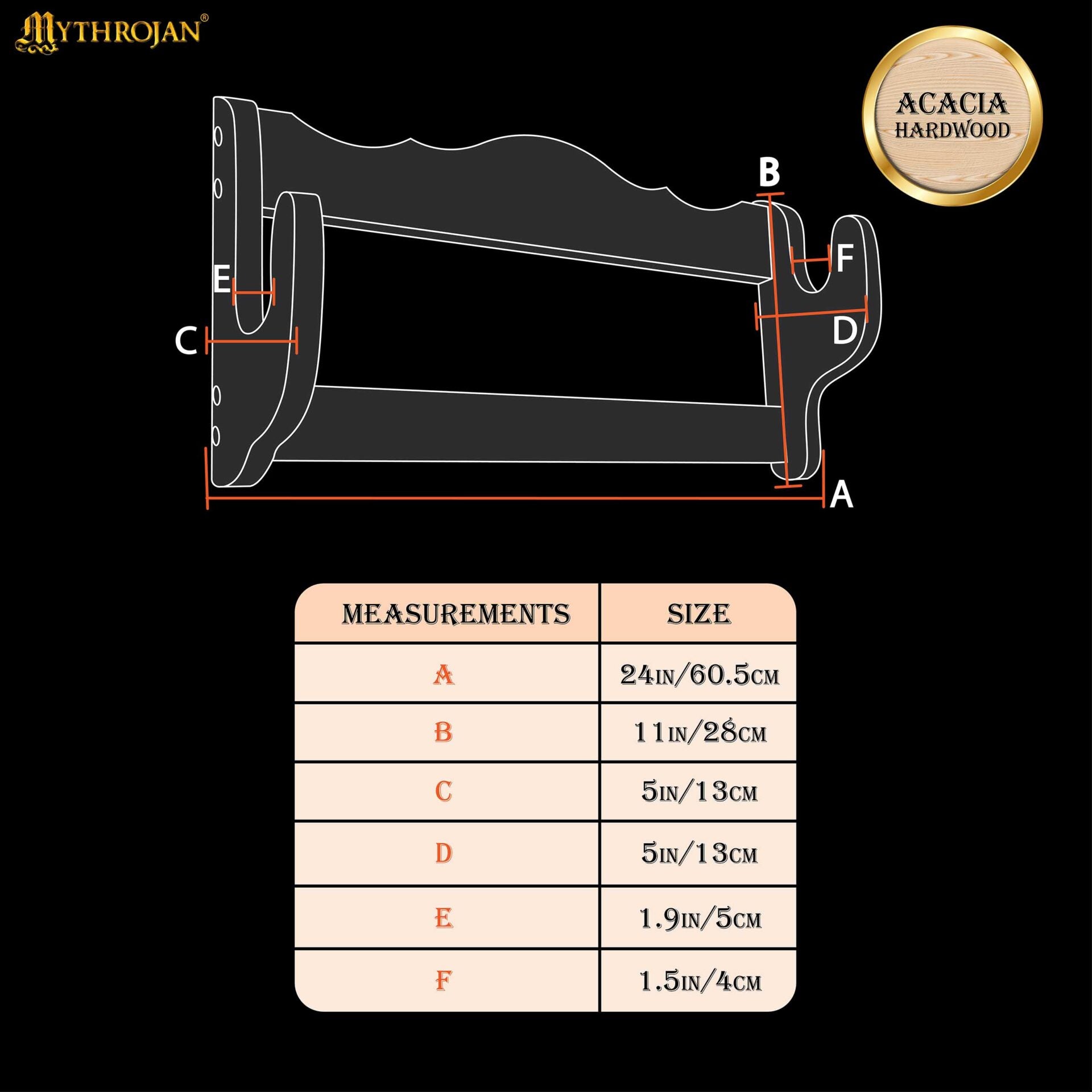Imagen única de: Mythrojan Sólida Madera Dura Pistola Rifle Display Wall Mount Stand 24 "x5.1 "x11.2"