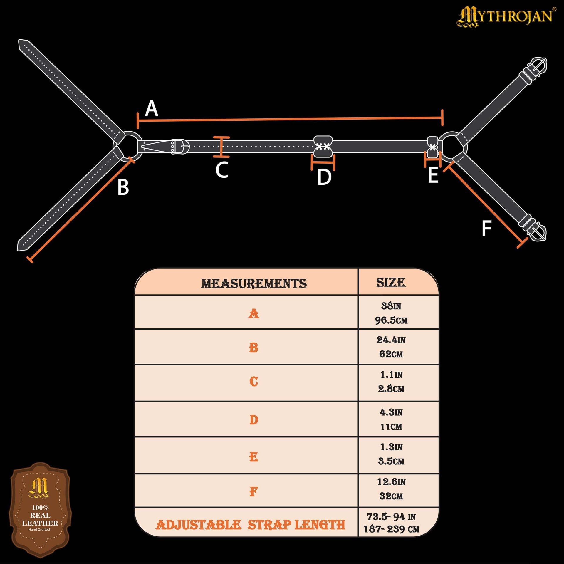 Imagen única de: Mythrojan Geralt Back Scabbard, Ideal para Larp Cosplay y Eventos Medievales Cuero de Grano Completo Negro