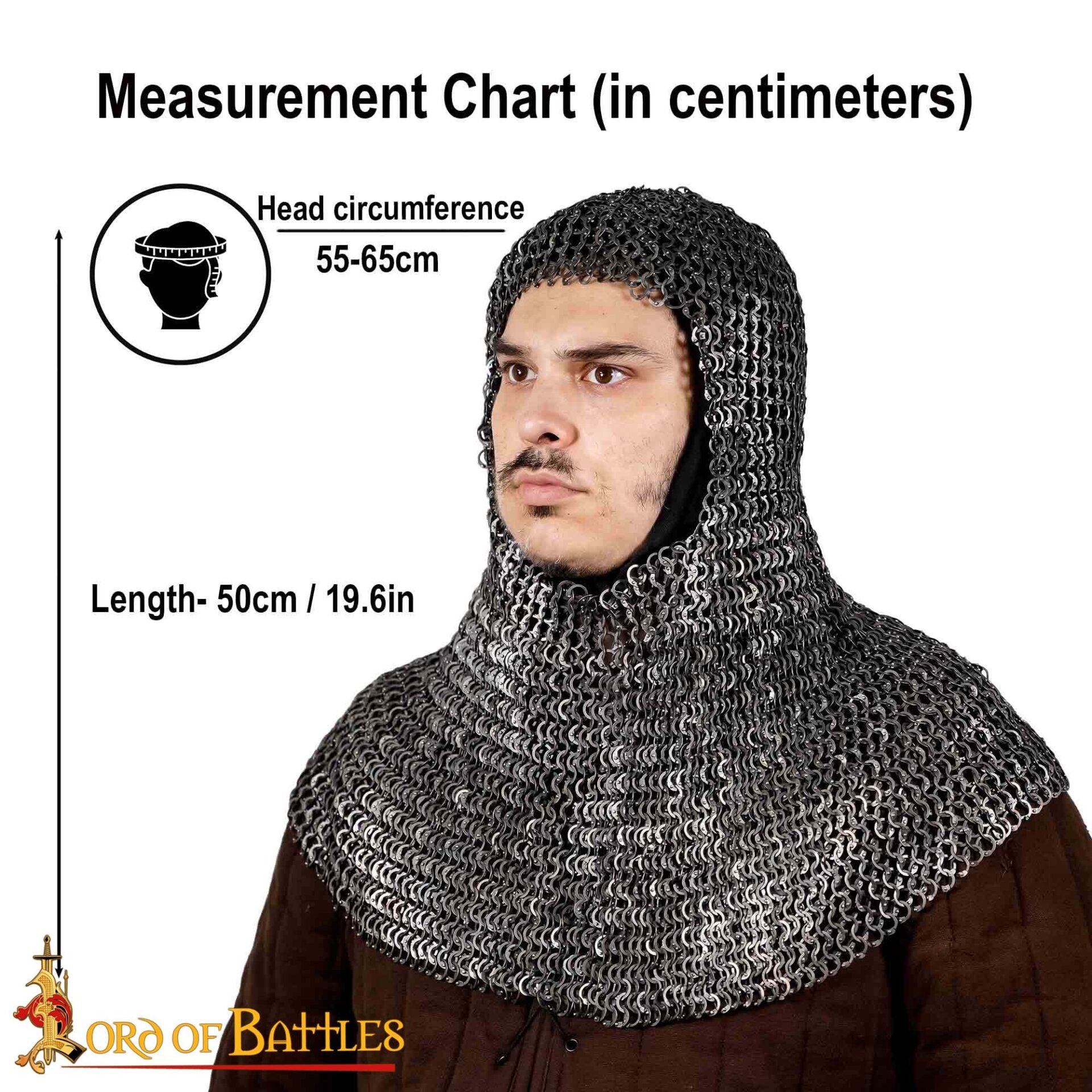 Imagen única de: Cofia de Cota de Malla - Anillo Plano Remachado de 9 Mm, Acero Inoxidable de Calibre 18 - Ideal para Larp, Cosplay y Disfraces de Cine