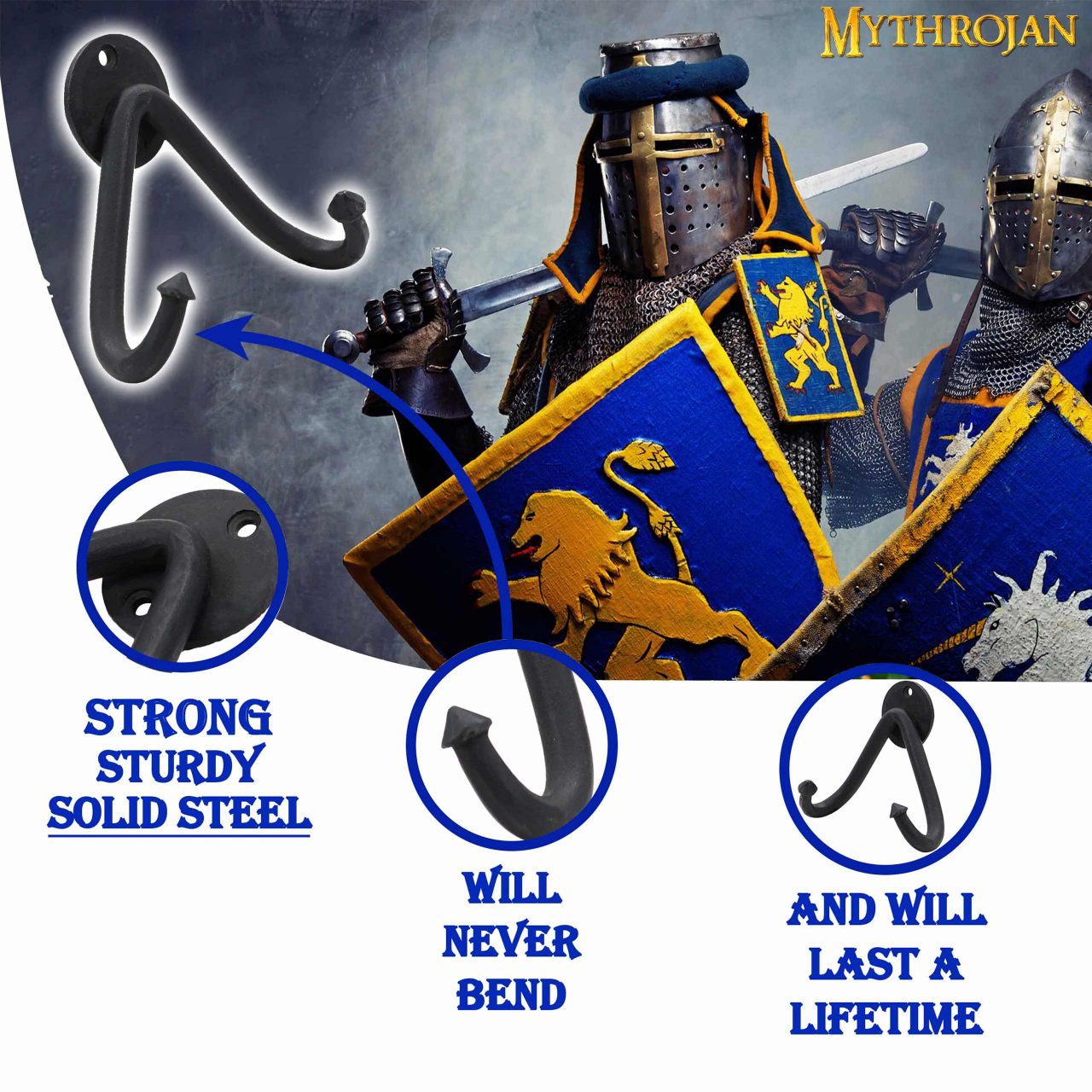 Imagen única de: Soporte de Pared para Espada Pesada Mythrojan en Acabado Negro Forjado : Soporte de Pared para Espada Universal