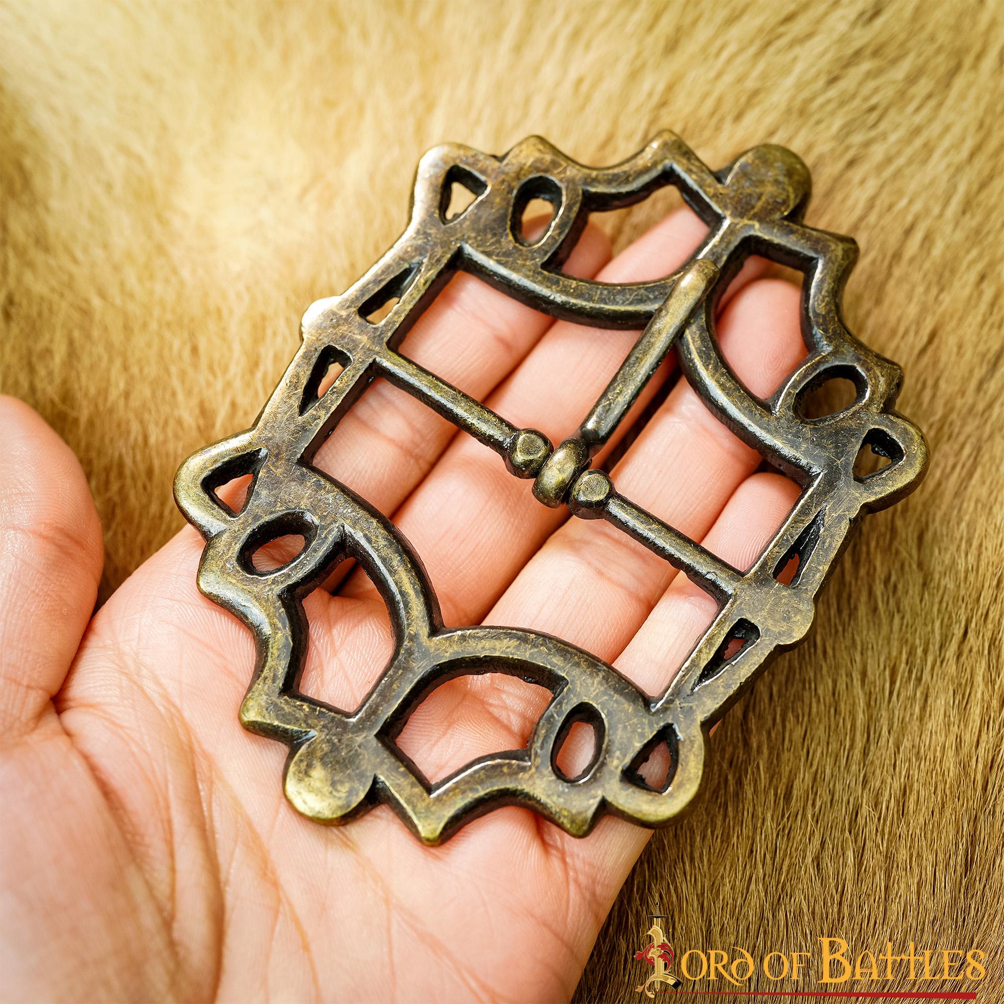 Imagen única de: Cinturón Medieval de Latón Hebilla Gótica - Acabado Latón Antiguo