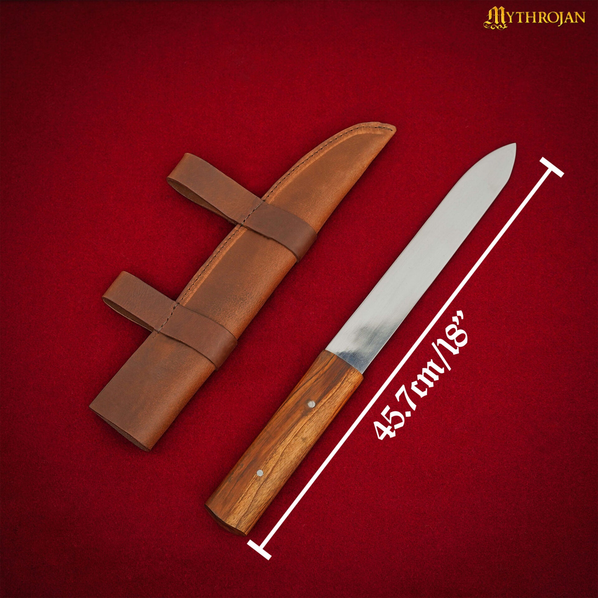 Cuchillo Seax Forjado a Mano - Hoja de Acero con Mango de Madera y Funda de Cuero - Imagen 14