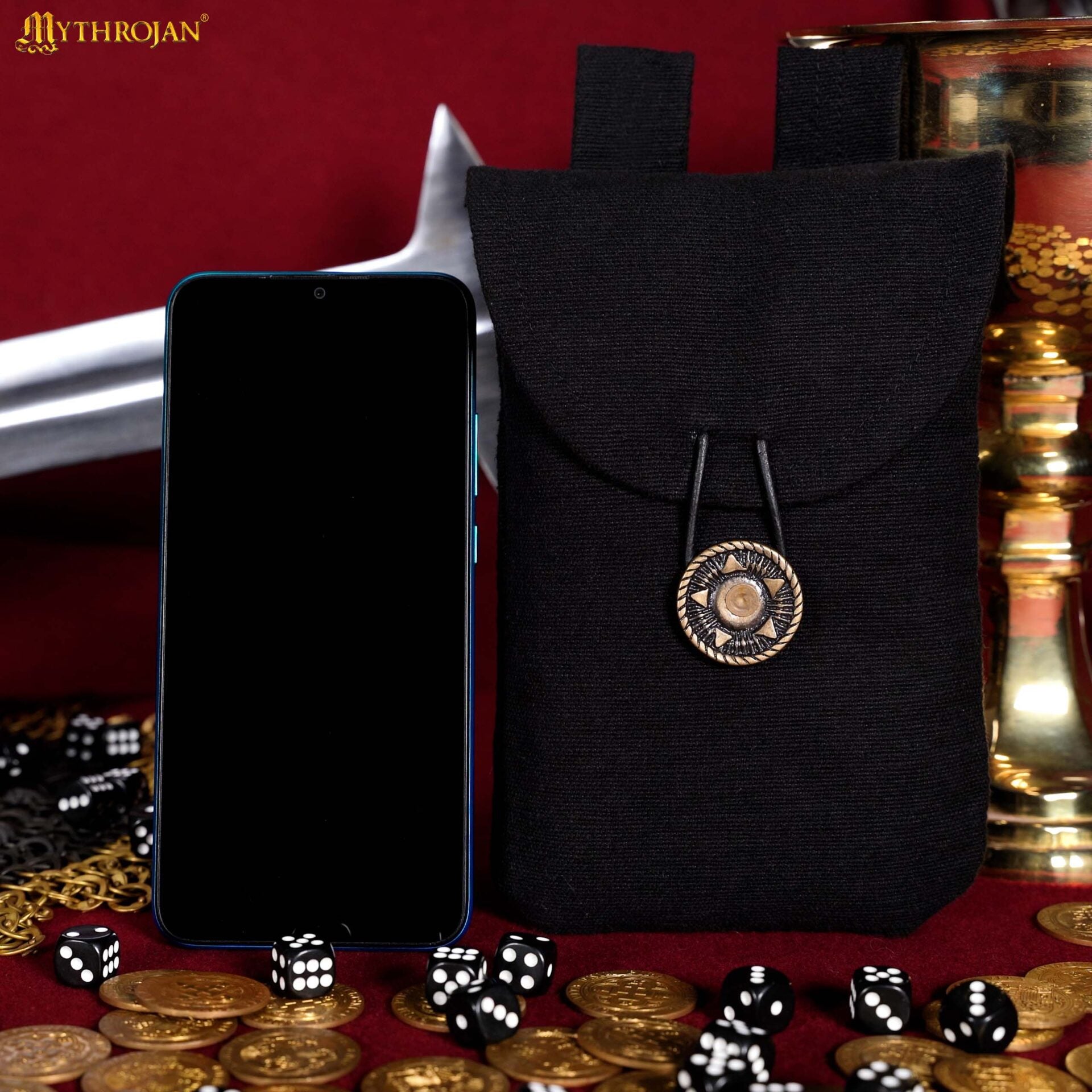 Imagen única de: Riñonera Mythrojan, Ideal para Sca Larp Recreación y Feria Ren, Lienzo Tejido a Mano 100% Algodón , Marrón , 7.2