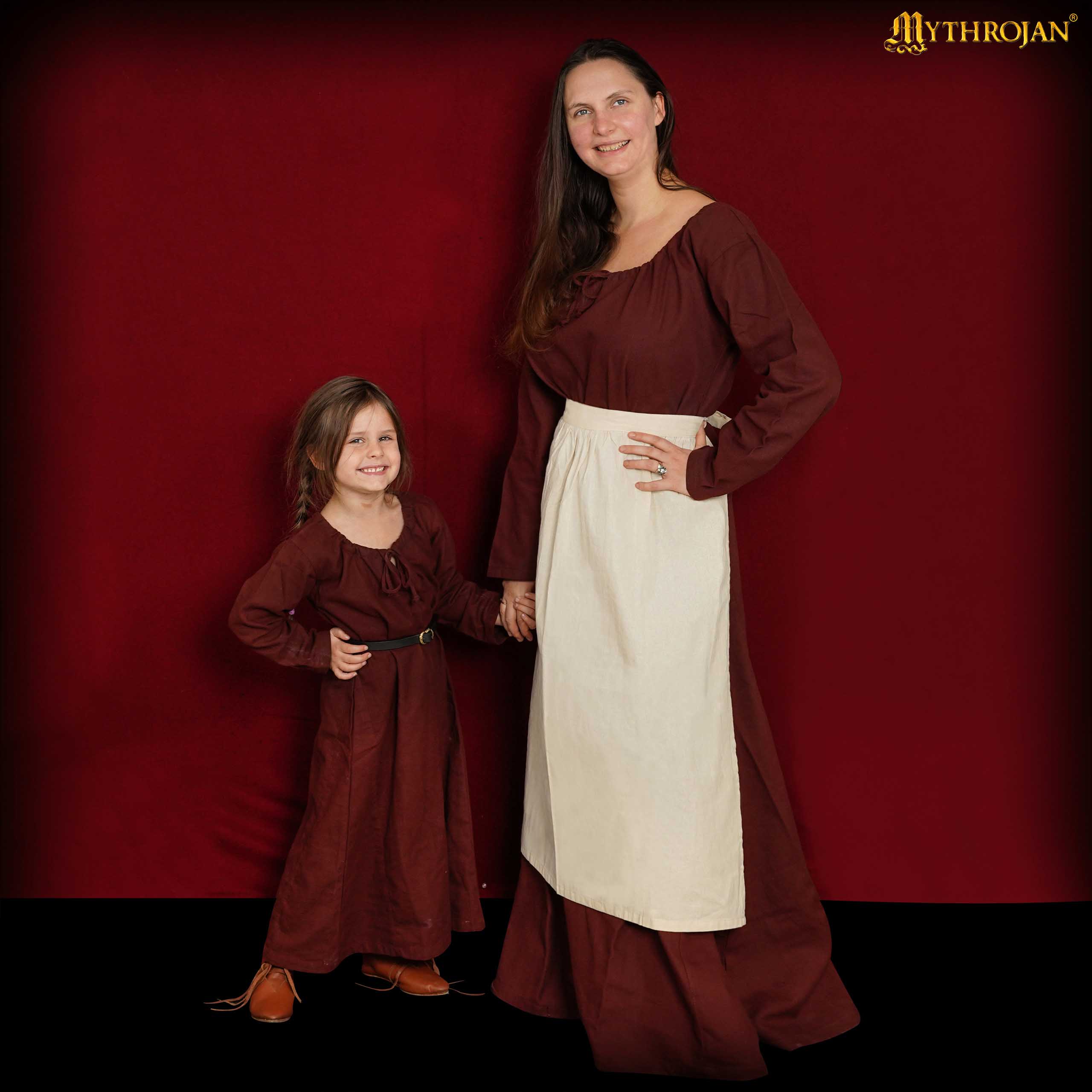 Imagen única de: Mythrojan Medieval Ecru Delantal: Ideal para Cocinar Hornear, Feria del Renacimiento, Recreación, Larp, Cosplay Rendimiento, Maid Traje, Retro Cintura Delantales para Mujeres, Niñas, Camarera