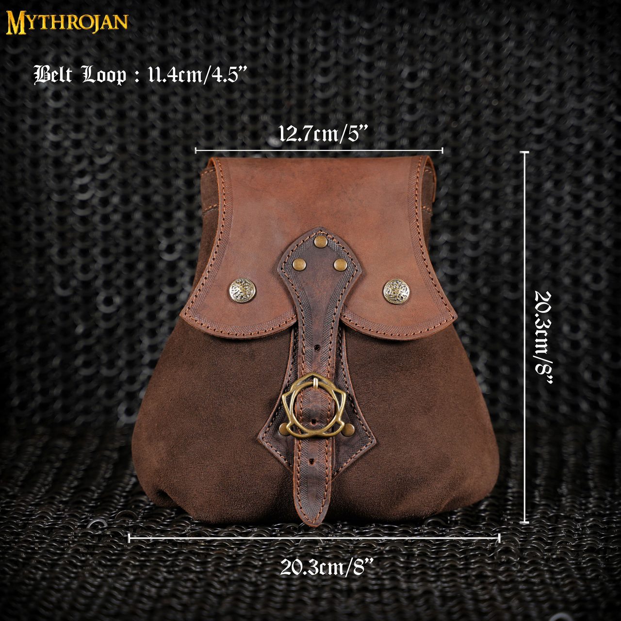 Imagen única de: Mythrojan "stalwart Warrior" Bolsa de Cuero para Larp, Cosplay Medieval Sca Marrón, 8"×8